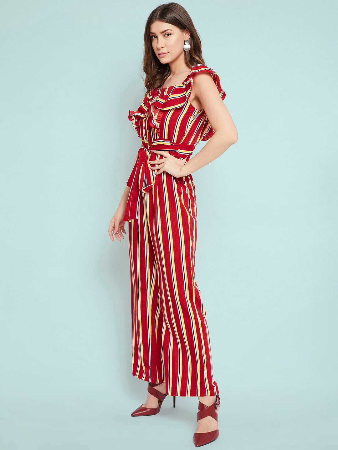 Short Ruffle Sleeved Jumpsuit - Uptownie