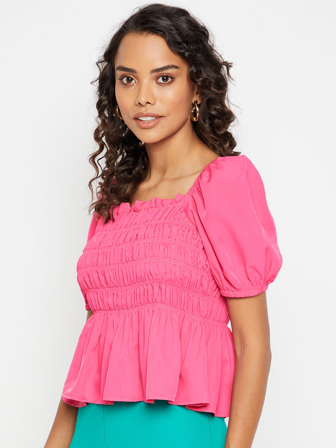 Square Neck Peplum Top - Uptownie