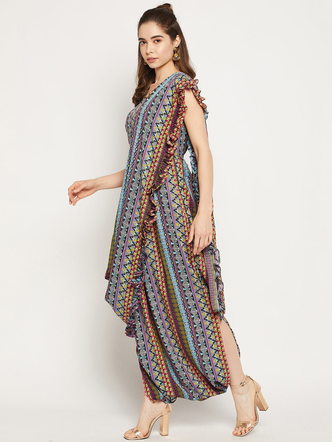 Dhoti Jumpsuit with Attached Dupatta - Uptownie