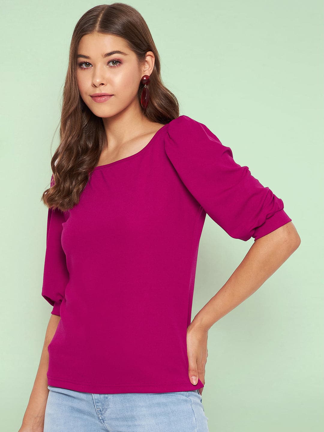 Cotton Stretchable Round Neck Top - Uptownie