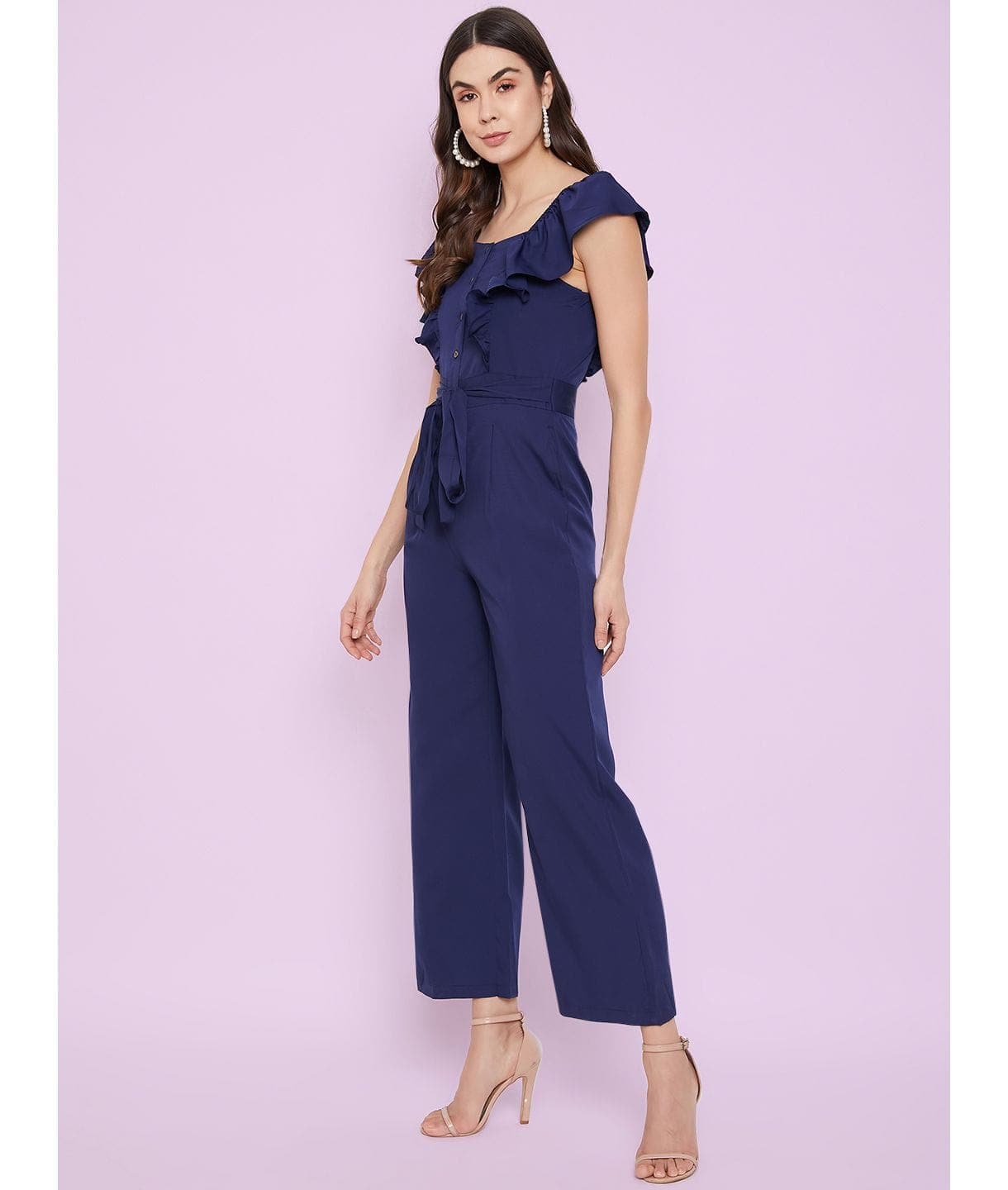 Short Ruffle Sleeved Jumpsuit - Uptownie