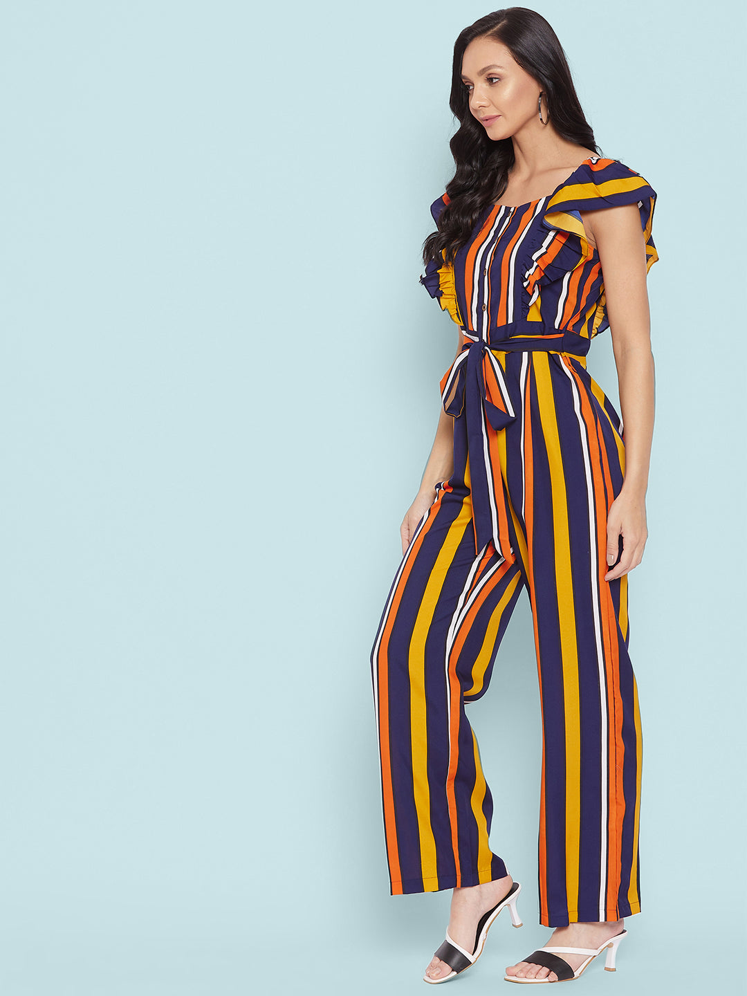 Short Ruffle Sleeved Jumpsuit - Uptownie