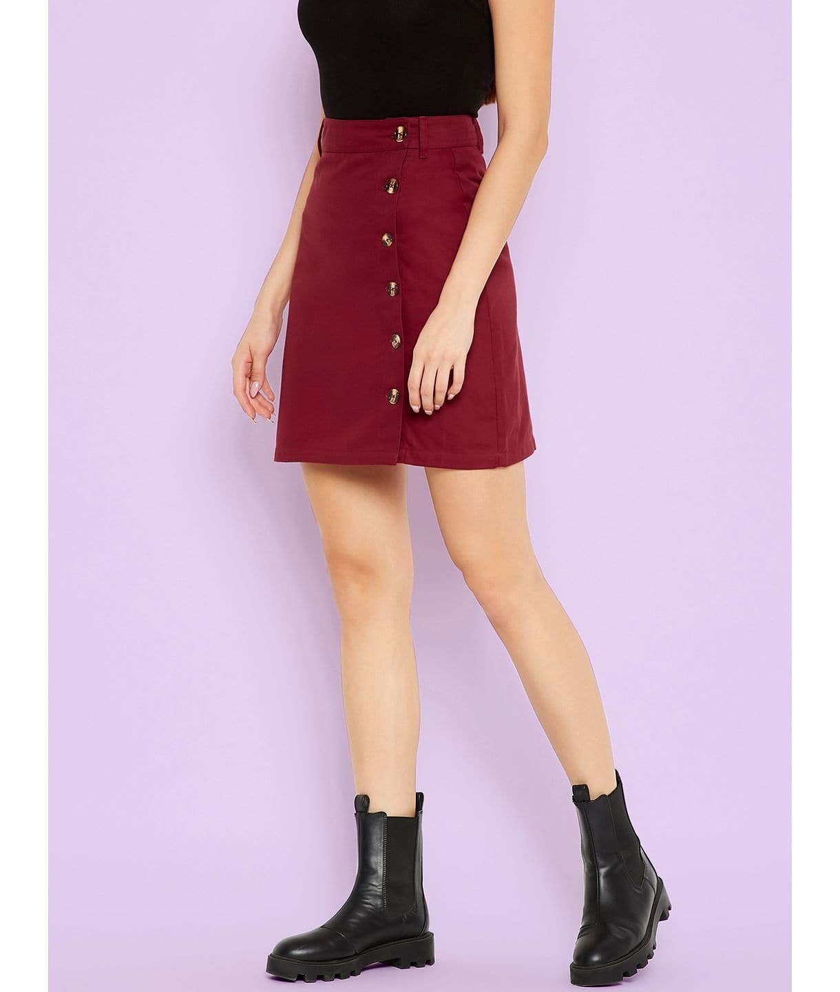 Stretchable Knee length Denim Skirt - Uptownie