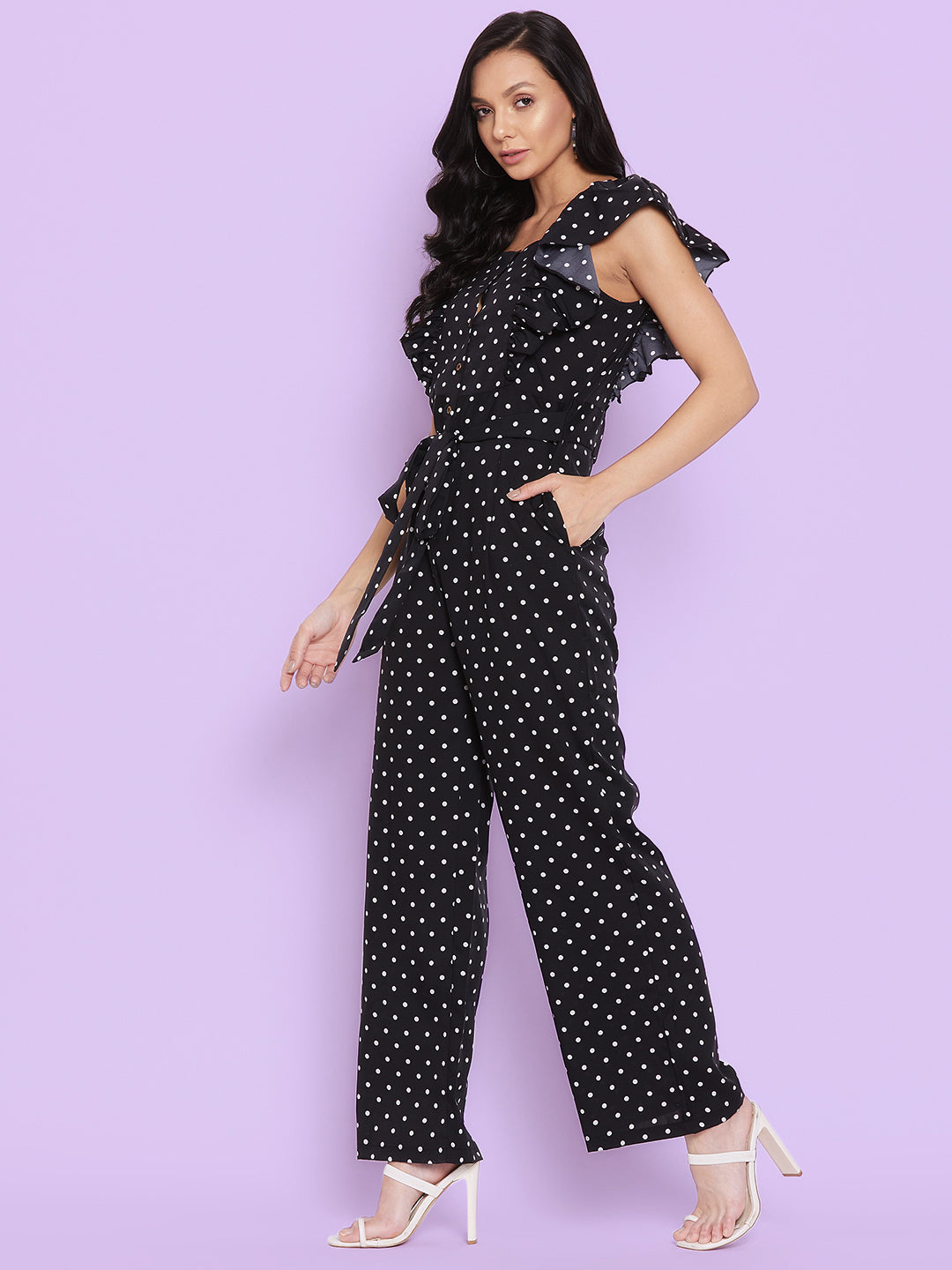 Short Ruffle Sleeved Jumpsuit - Uptownie