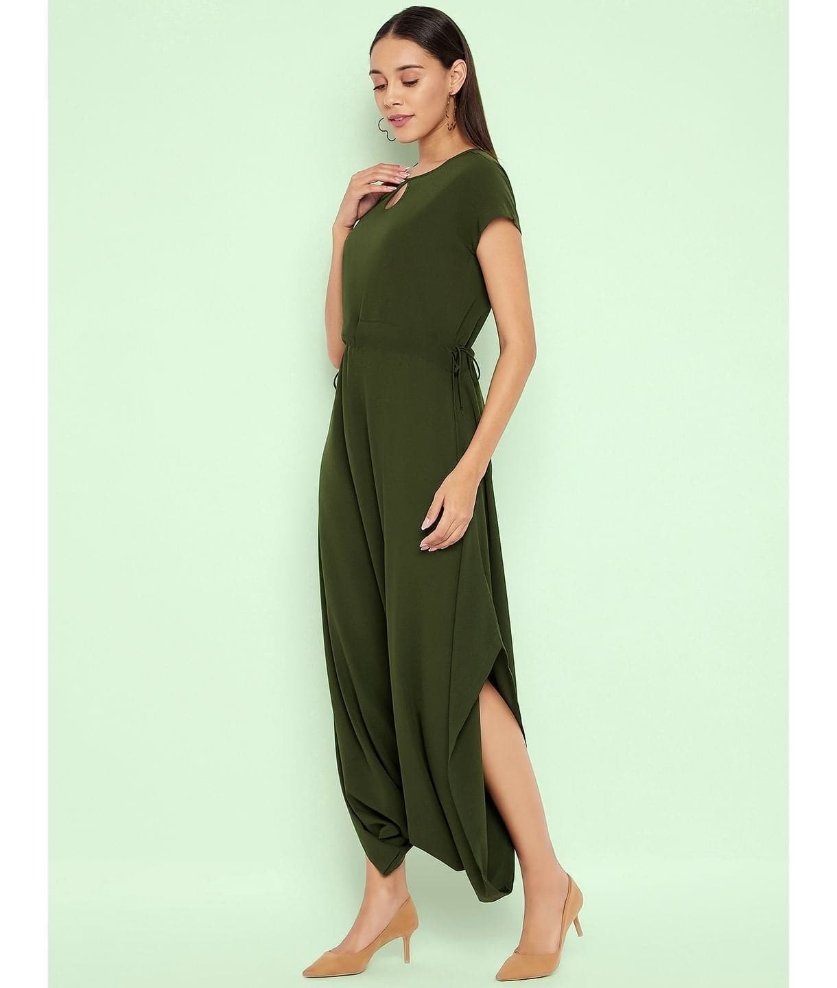 Plus Solid Cutout Dhoti Jumpsuit - Uptownie