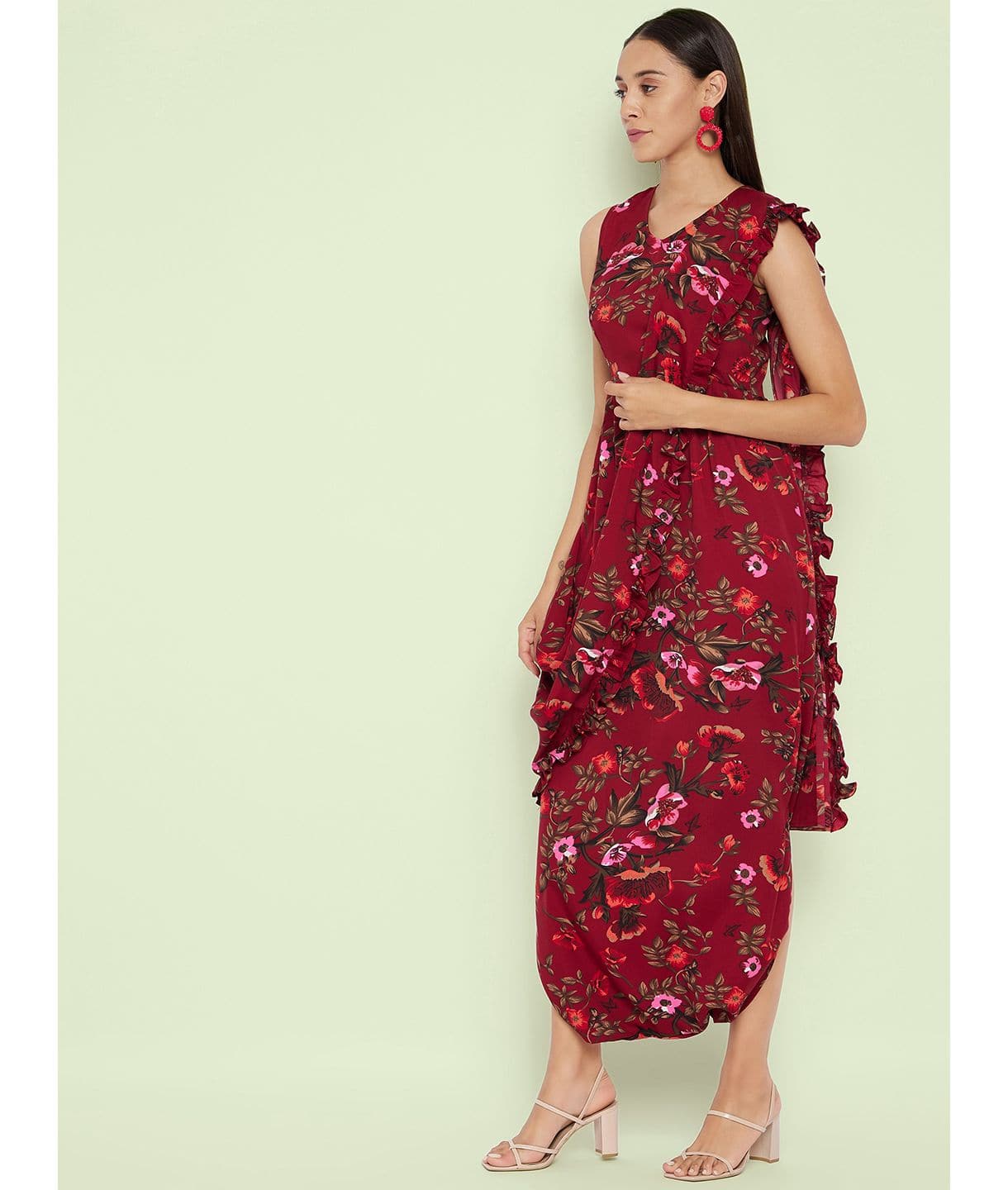 Plus Dhoti Jumpsuit with Attached Dupatta - Uptownie