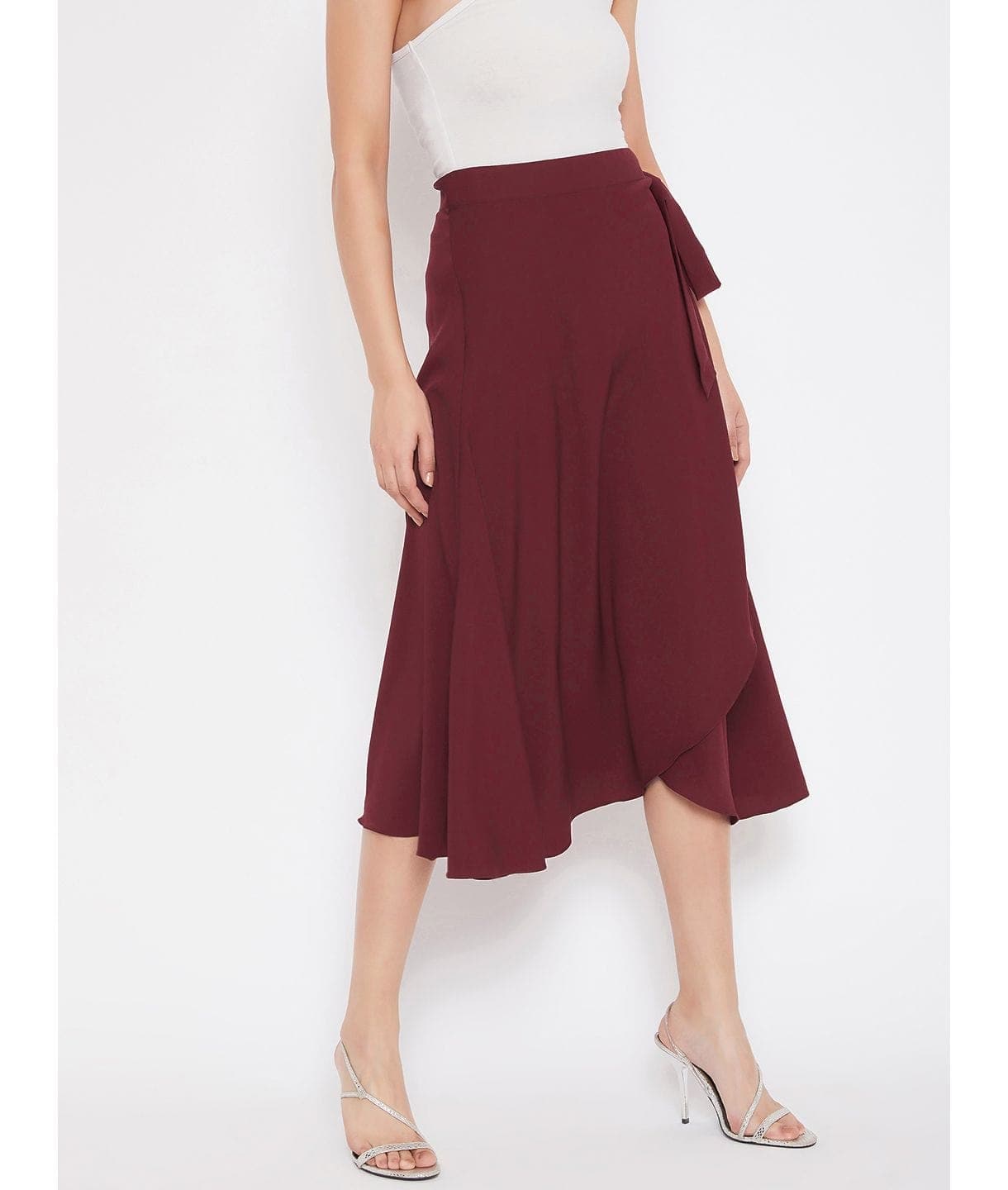 Wrap Around Tie up Midi Skirt - Uptownie