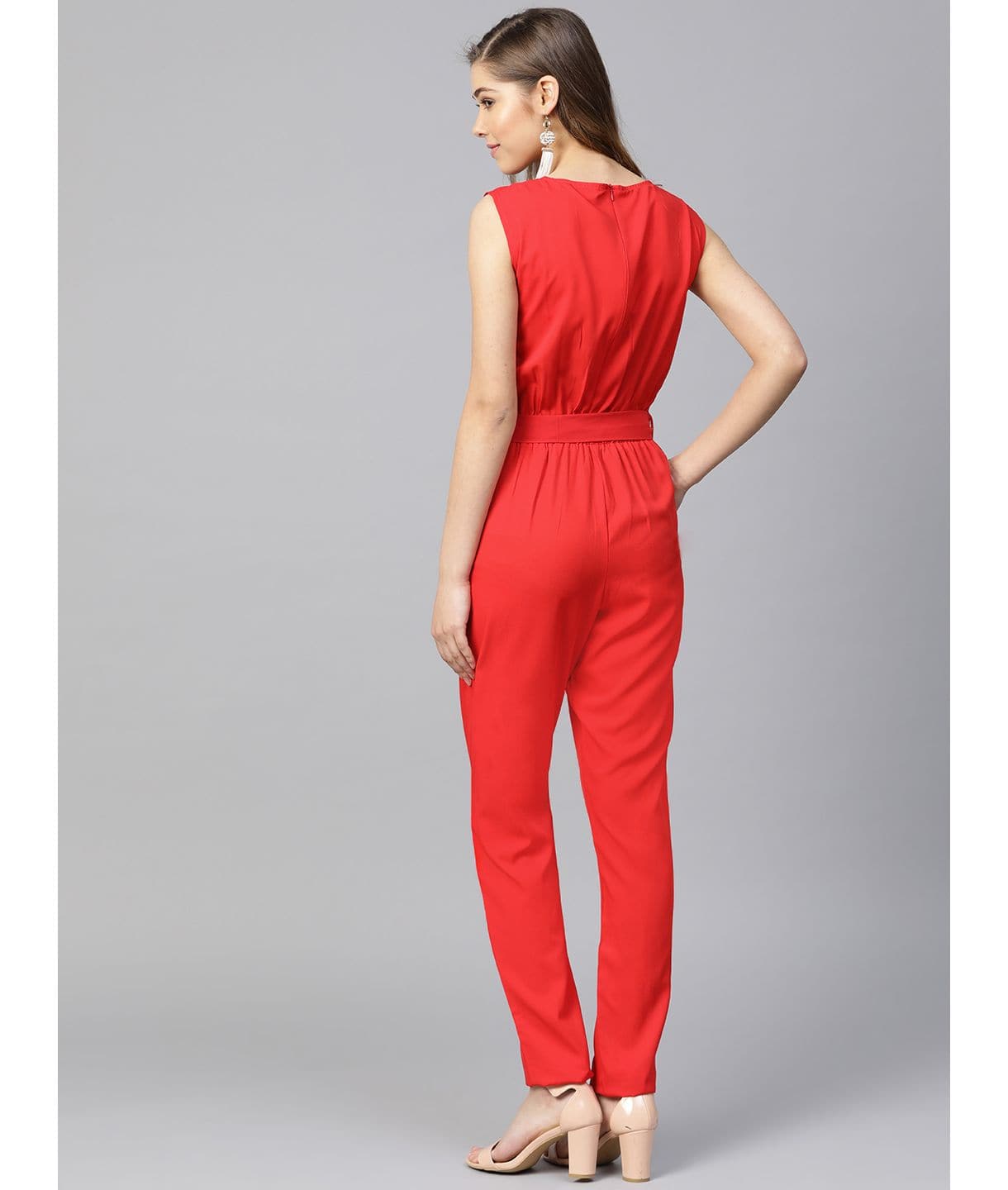 Keyhole Jumpsuit with Belt - Uptownie