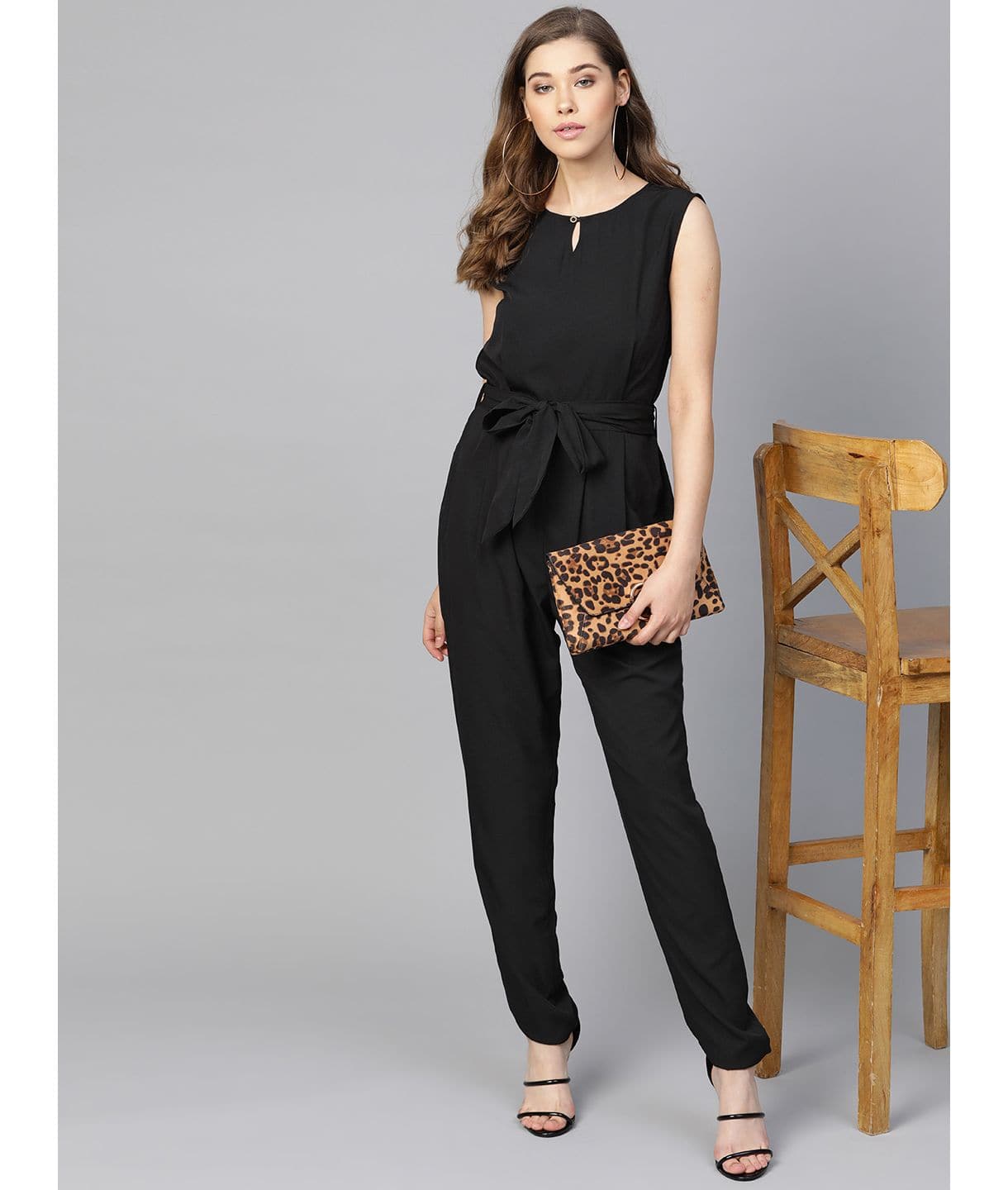 Keyhole Jumpsuit with Belt - Uptownie