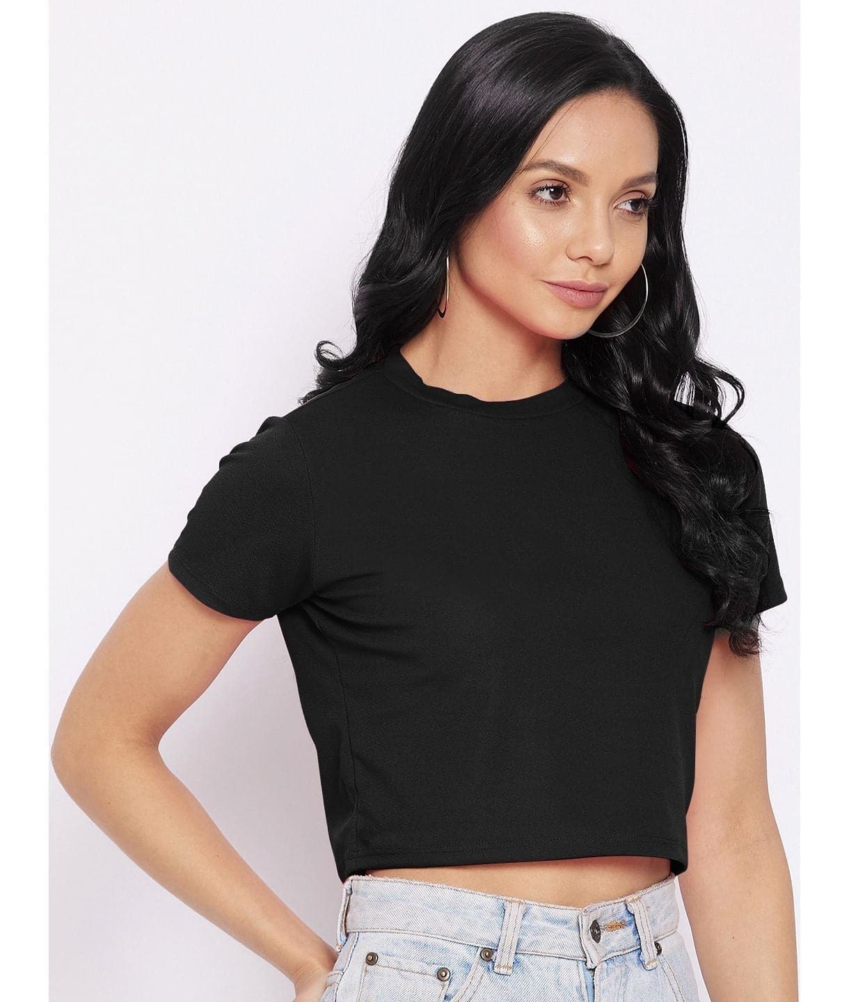 Solid Cotton Stretchable Crop Top - Uptownie