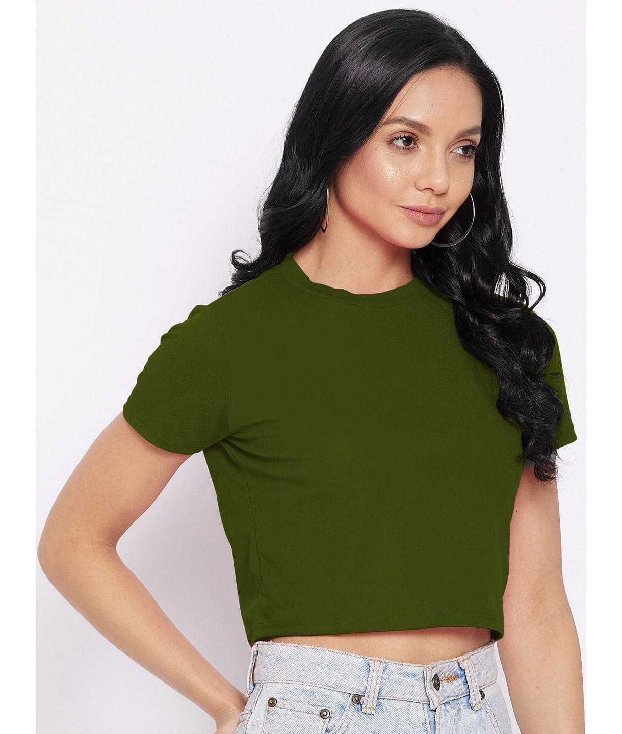 Solid Cotton Stretchable Crop Top - Uptownie