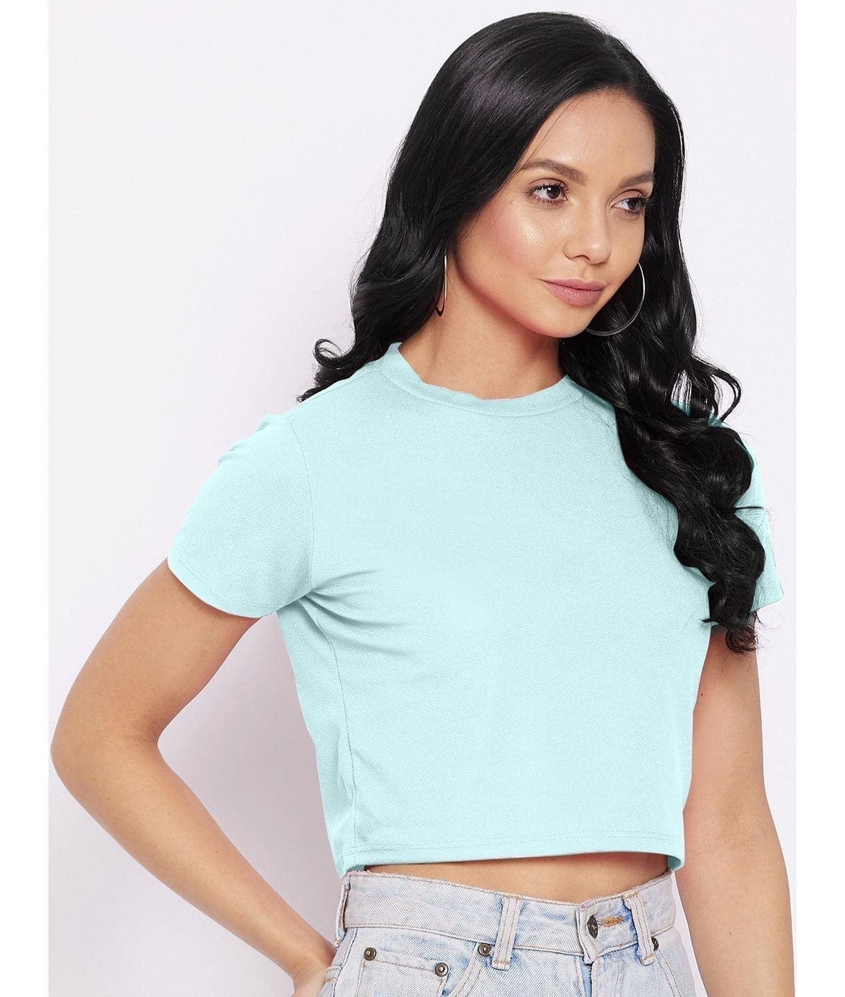 Plus Solid Cotton Crop Top - Uptownie