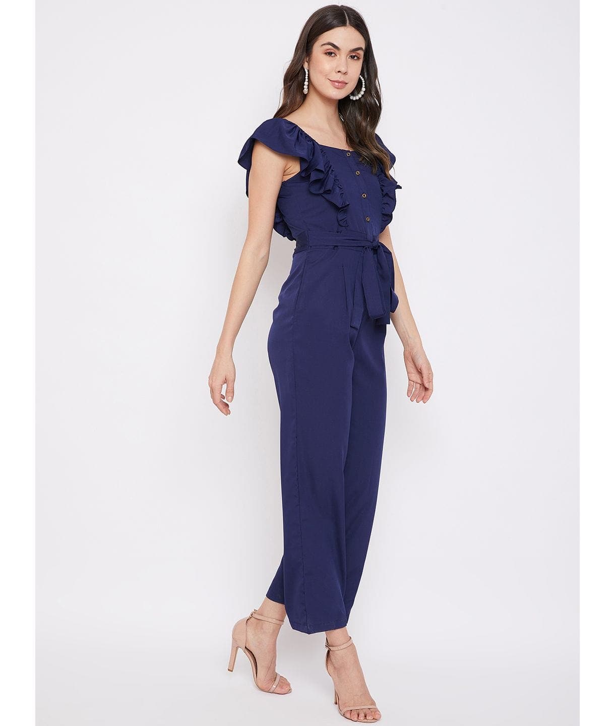 Short Ruffle Sleeved Jumpsuit - Uptownie