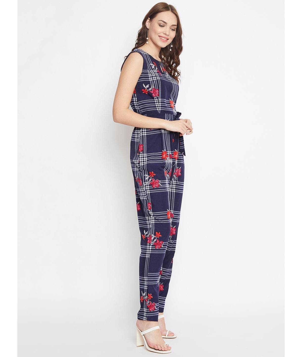 Floral Keyhole Jumpsuit with Belt - Uptownie