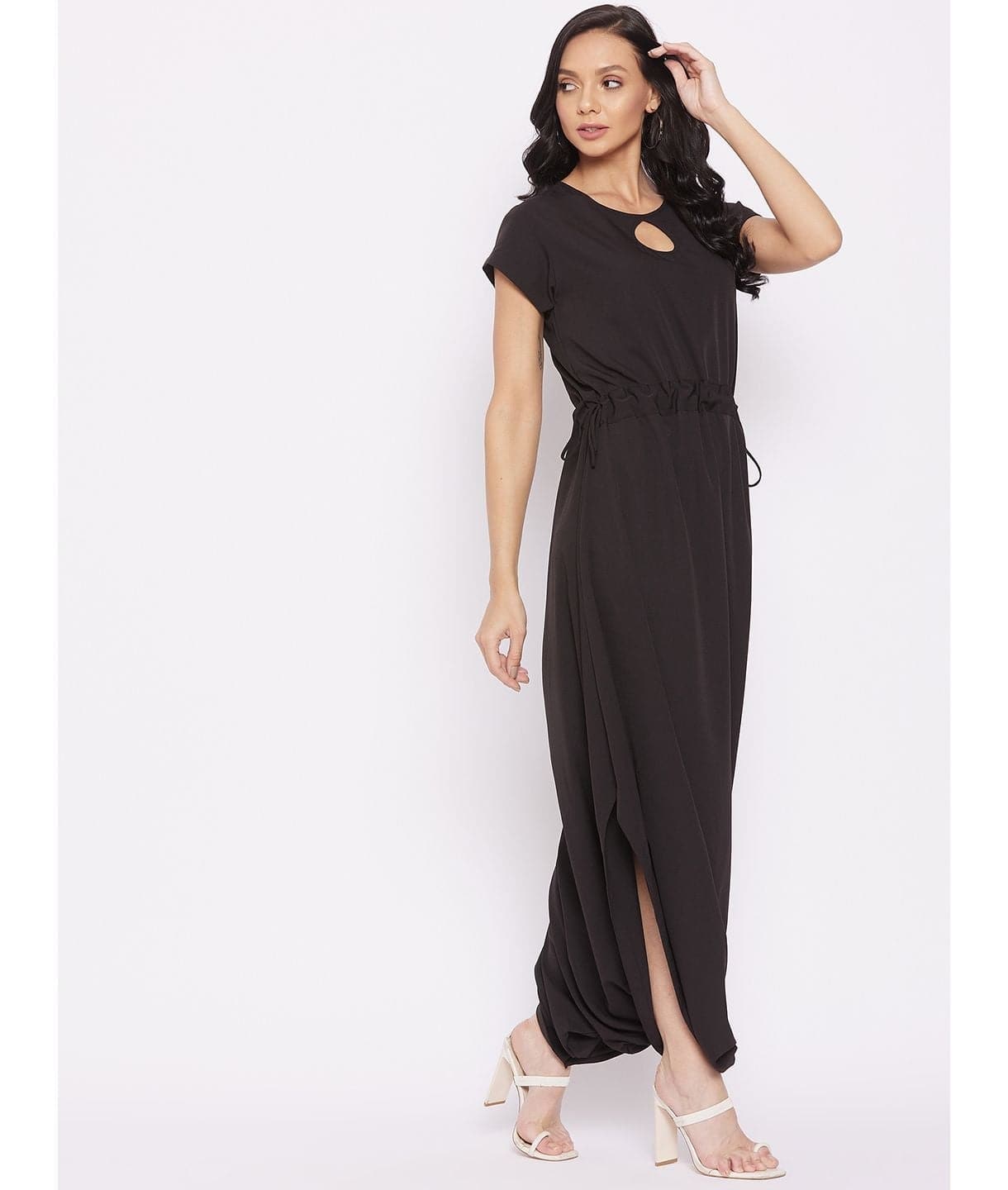 Plus Solid Cutout Dhoti Jumpsuit - Uptownie