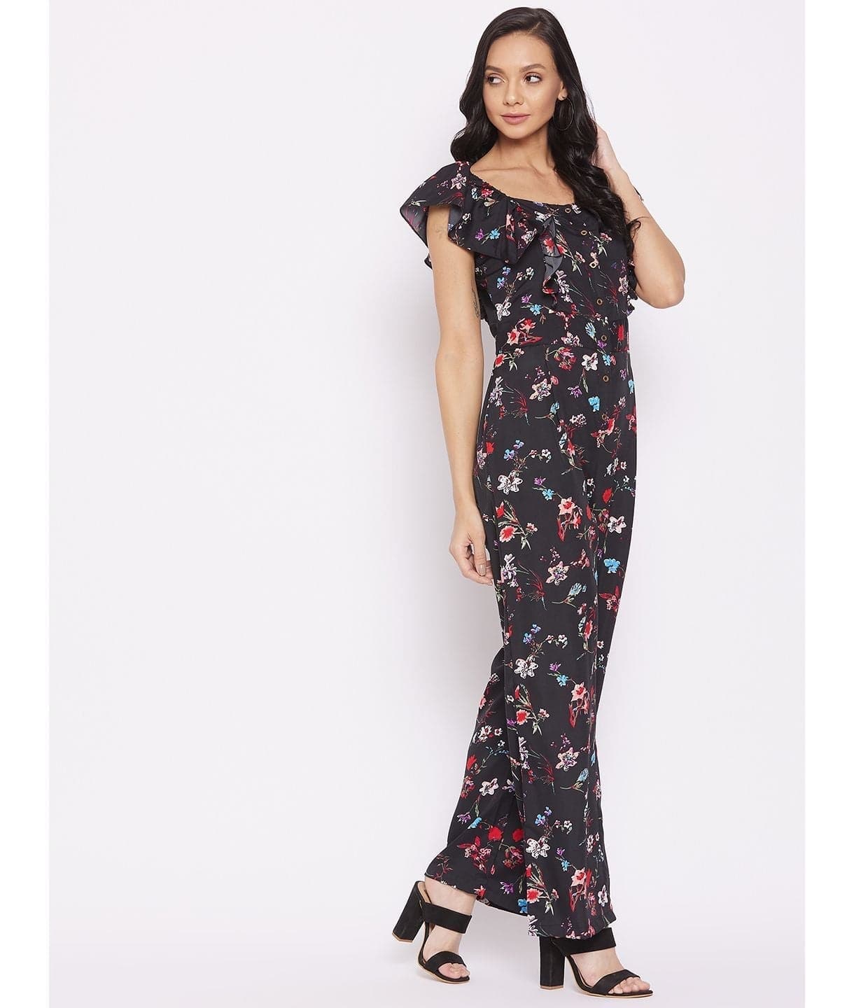 Short Ruffle Sleeved Jumpsuit - Uptownie