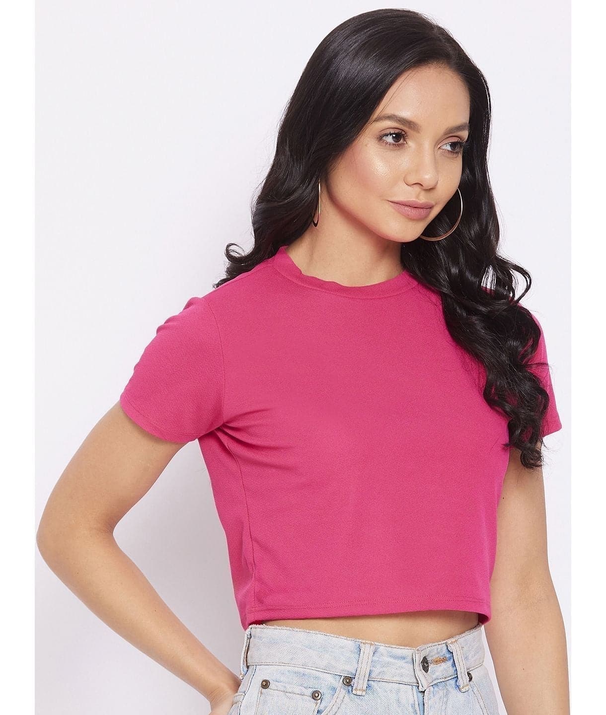 Plus Solid Cotton Crop Top - Uptownie