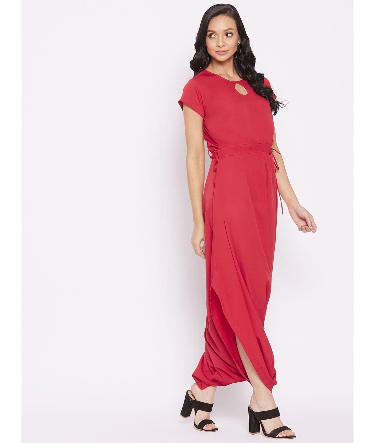 Plus Solid Cutout Dhoti Jumpsuit - Uptownie