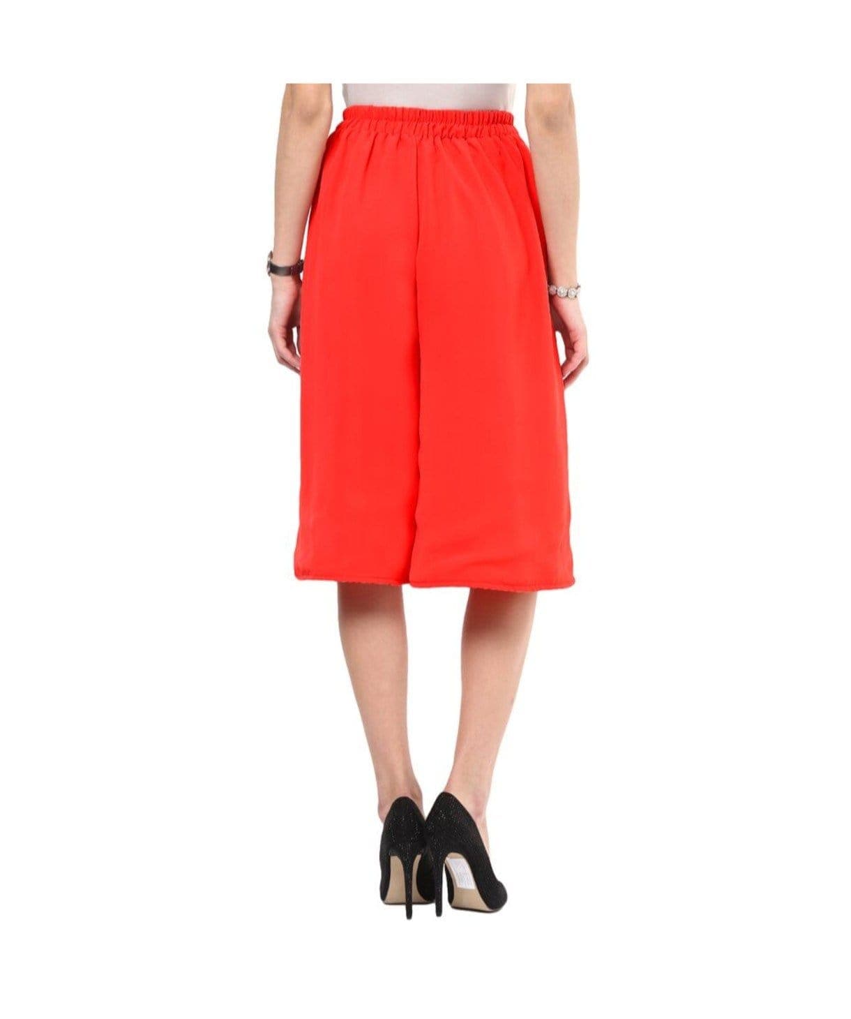 Red Georgette Adjustable Culottes - Uptownie