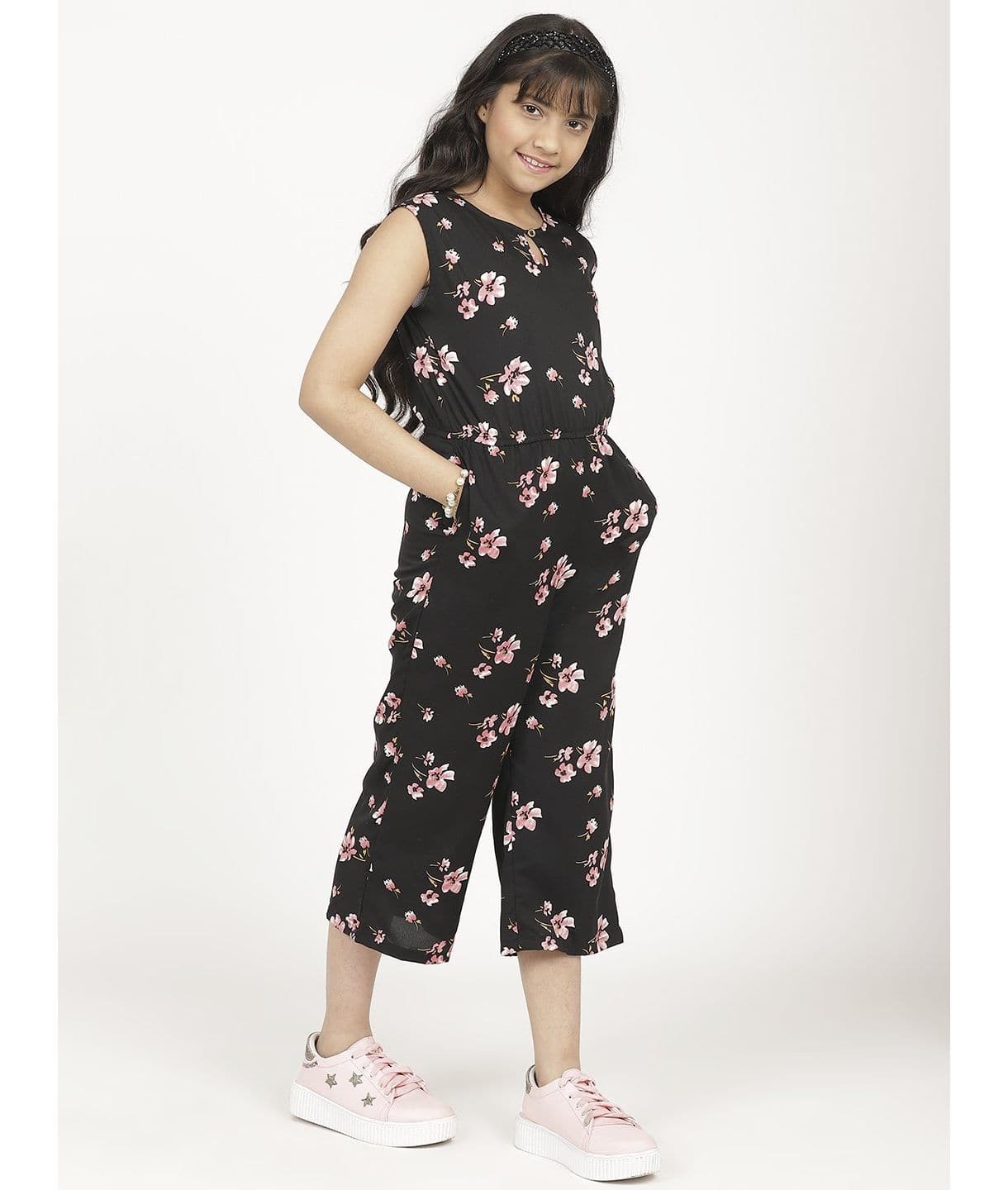 Elasticated key-hole Jumpsuit for Girls - Uptownie