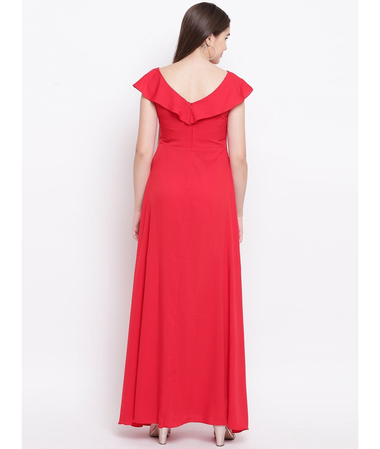 Flared Ruffle Maxi Gown - Uptownie