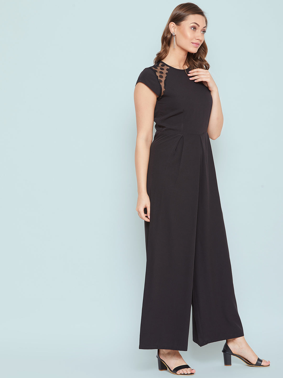 Lace Sleeve Full Length Jumpsuit - Uptownie