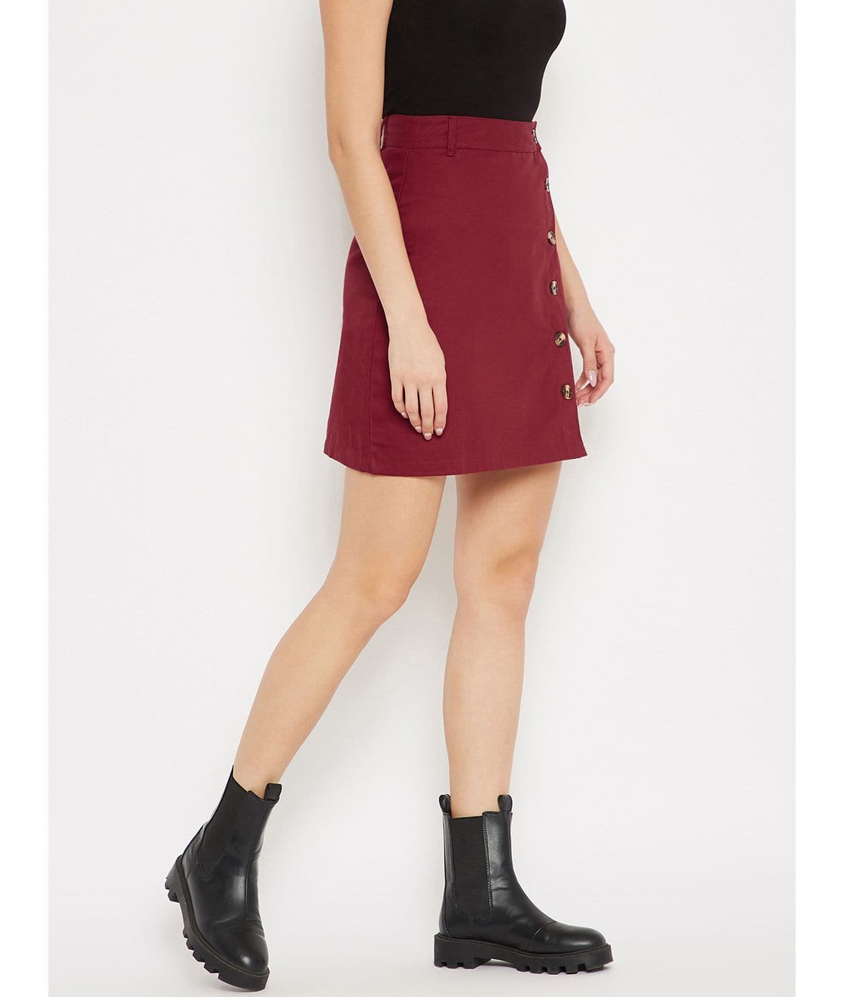 Stretchable Knee length Denim Skirt - Uptownie