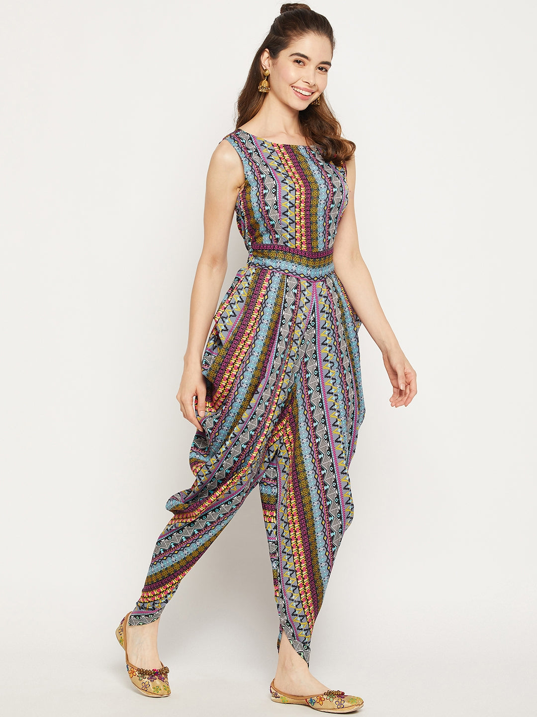 Elasticated Ethnic Dhoti Jumpsuit - Uptownie