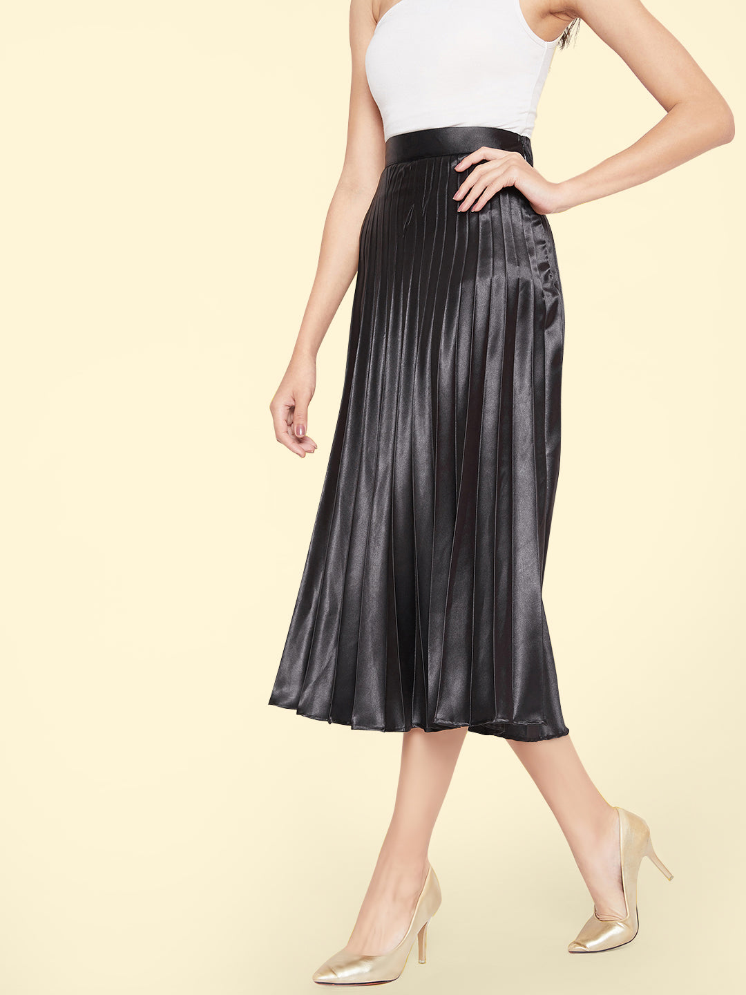 Pleated Midi Skirt - Uptownie