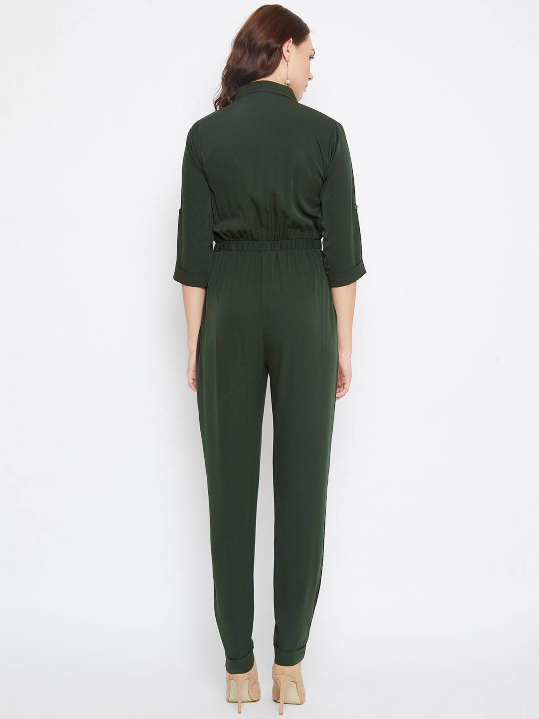 Button Down Roll-up Jumpsuit - Uptownie