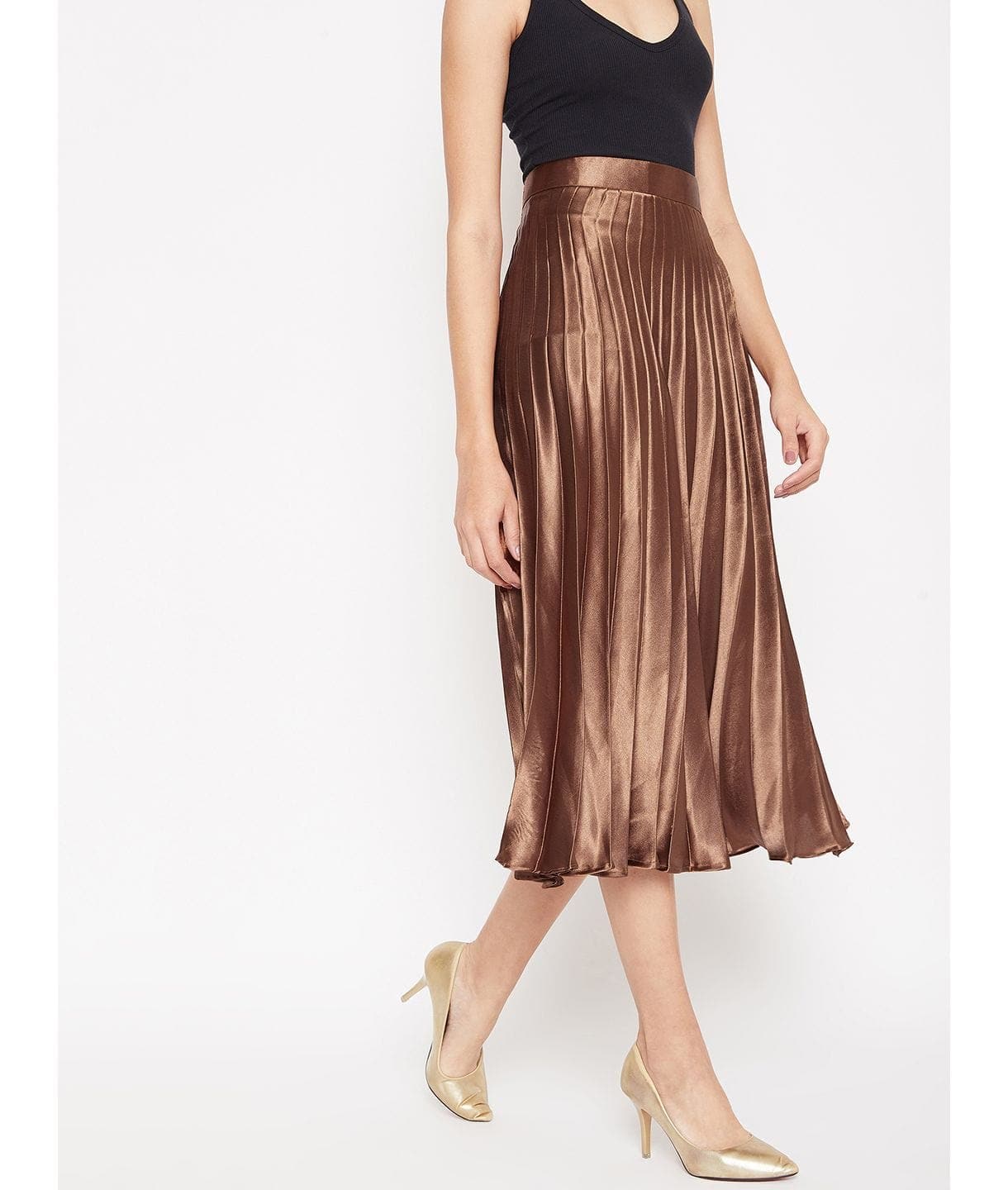 Pleated Midi Skirt - Uptownie