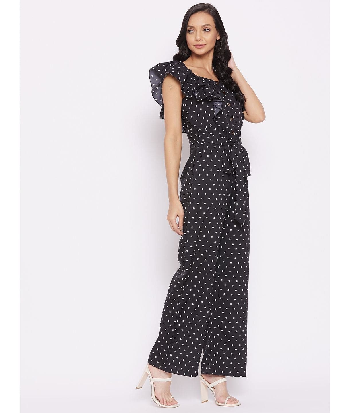Short Ruffle Sleeved Jumpsuit - Uptownie
