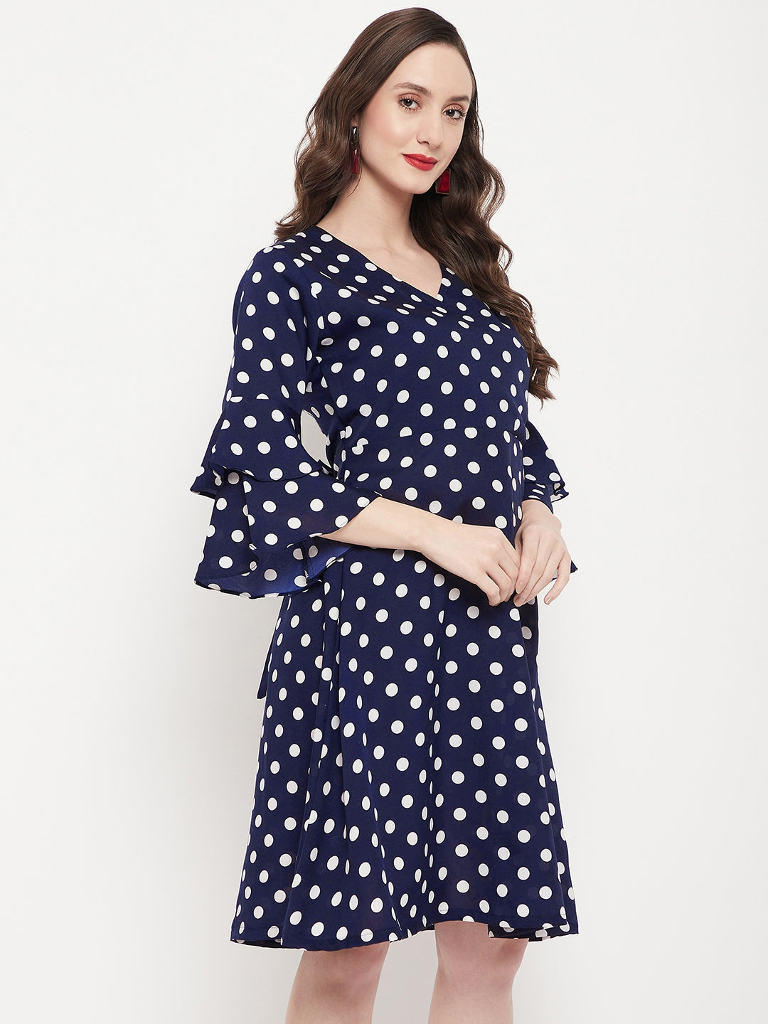 Wrap Bell Sleeves Skater Dress - Uptownie