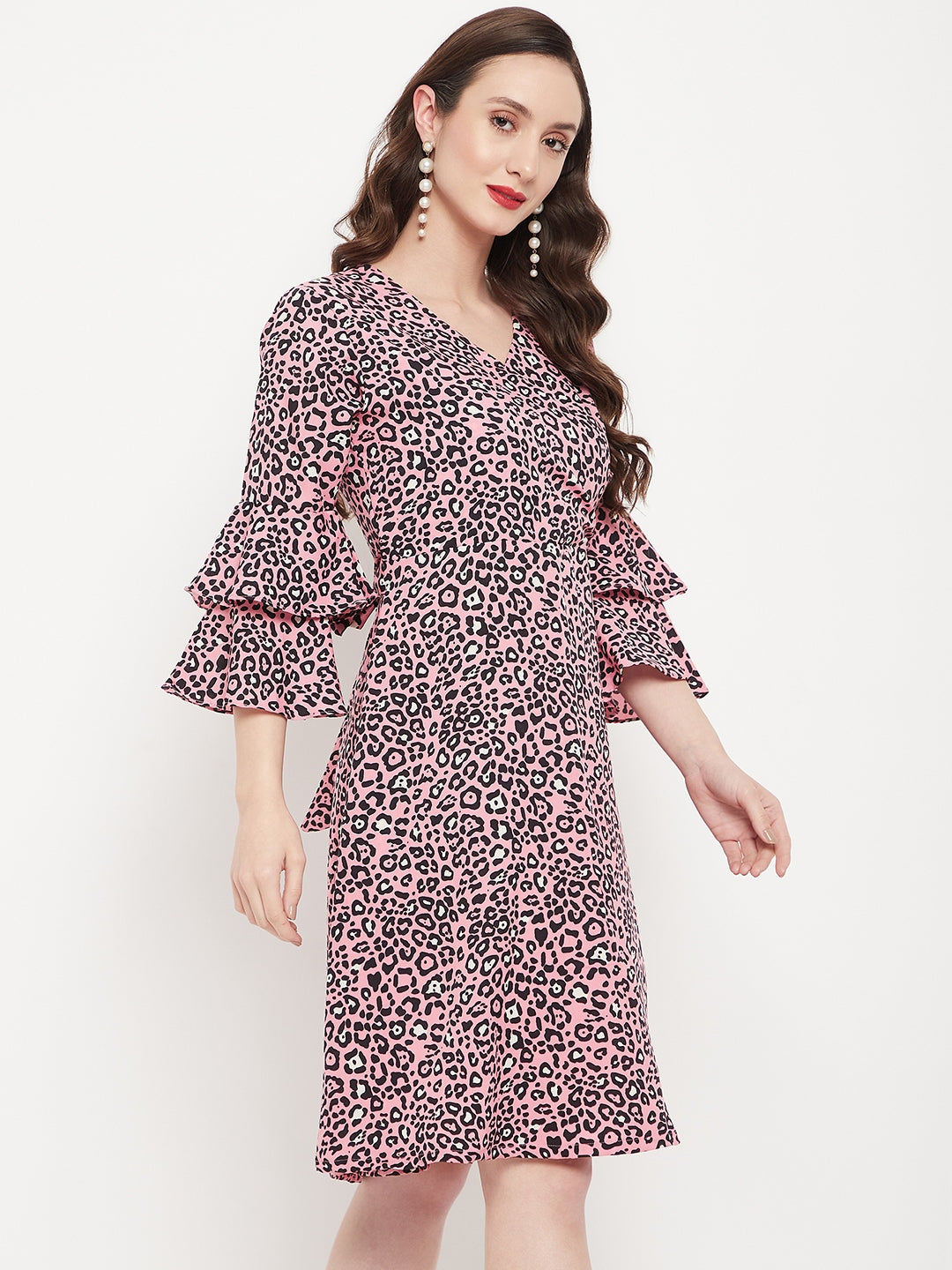 Wrap Bell Sleeves Skater Dress - Uptownie