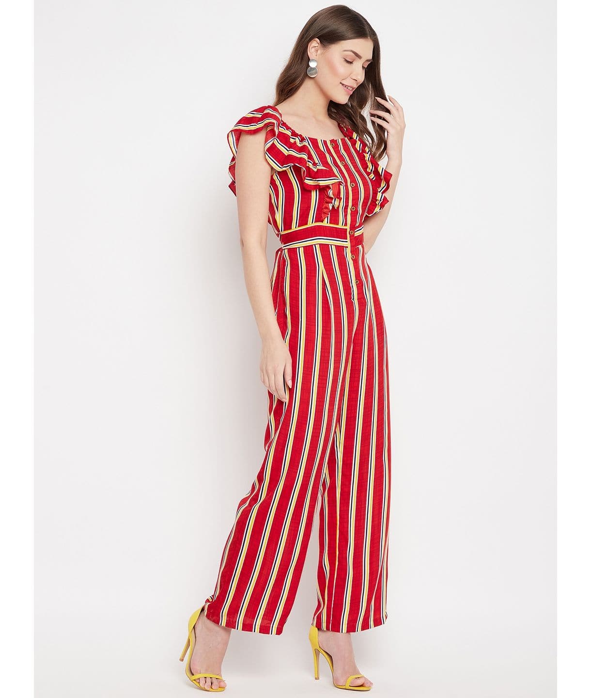 Short Ruffle Sleeved Jumpsuit - Uptownie
