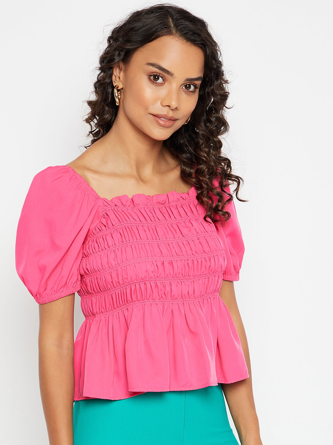 Square Neck Peplum Top - Uptownie