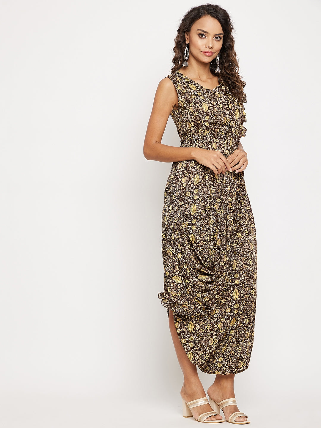 Dhoti Jumpsuit with Attached Dupatta - Uptownie