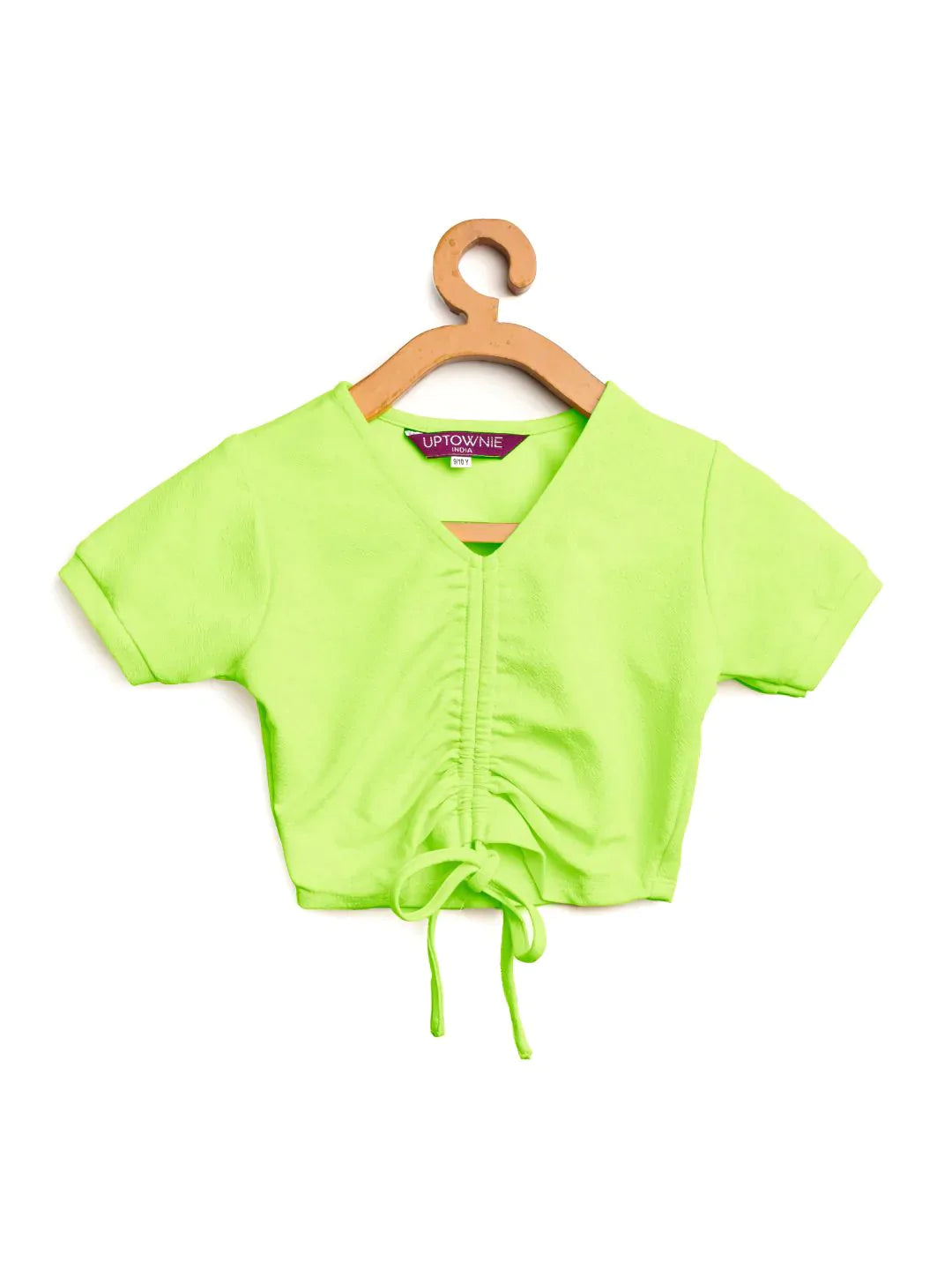 Cotton Stretchable Front Drawstring Crop Top For Girls