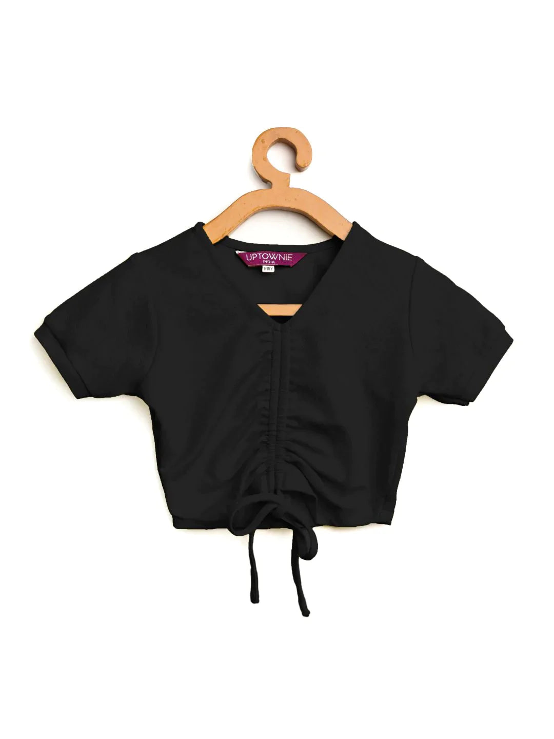 Cotton Stretchable Front Drawstring Crop Top For Girls - Uptownie