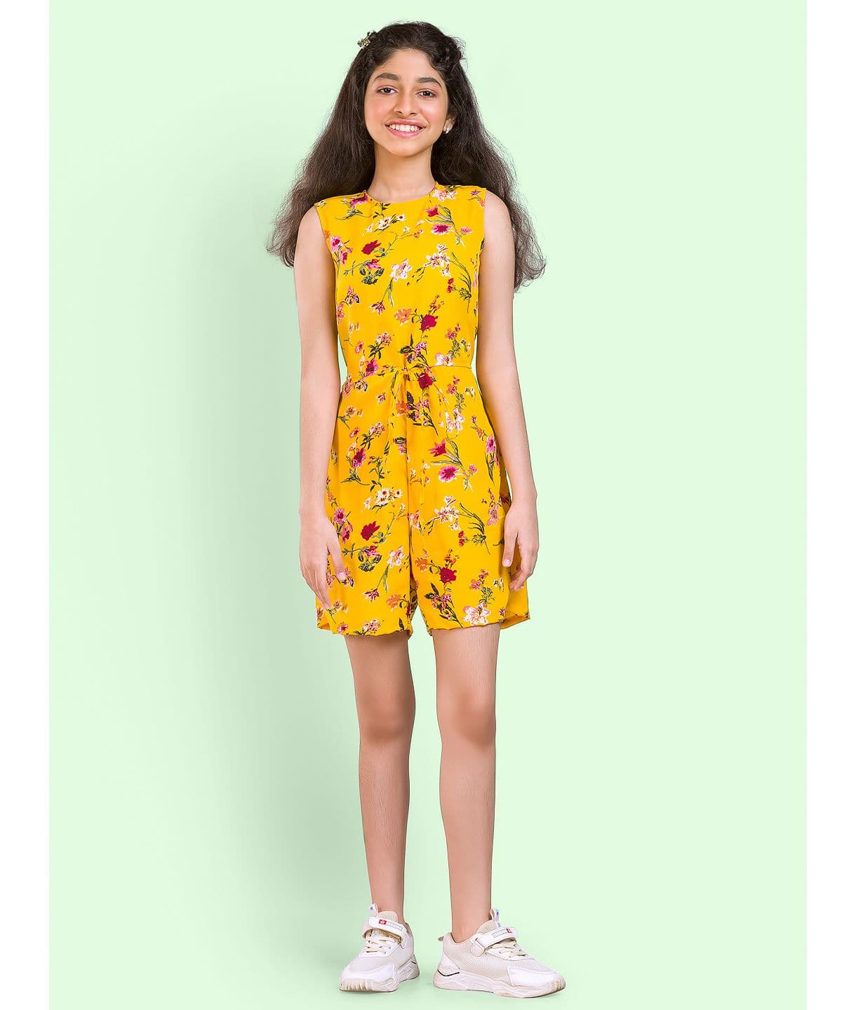 Printed Waist-tie Playsuit for Girls - Uptownie