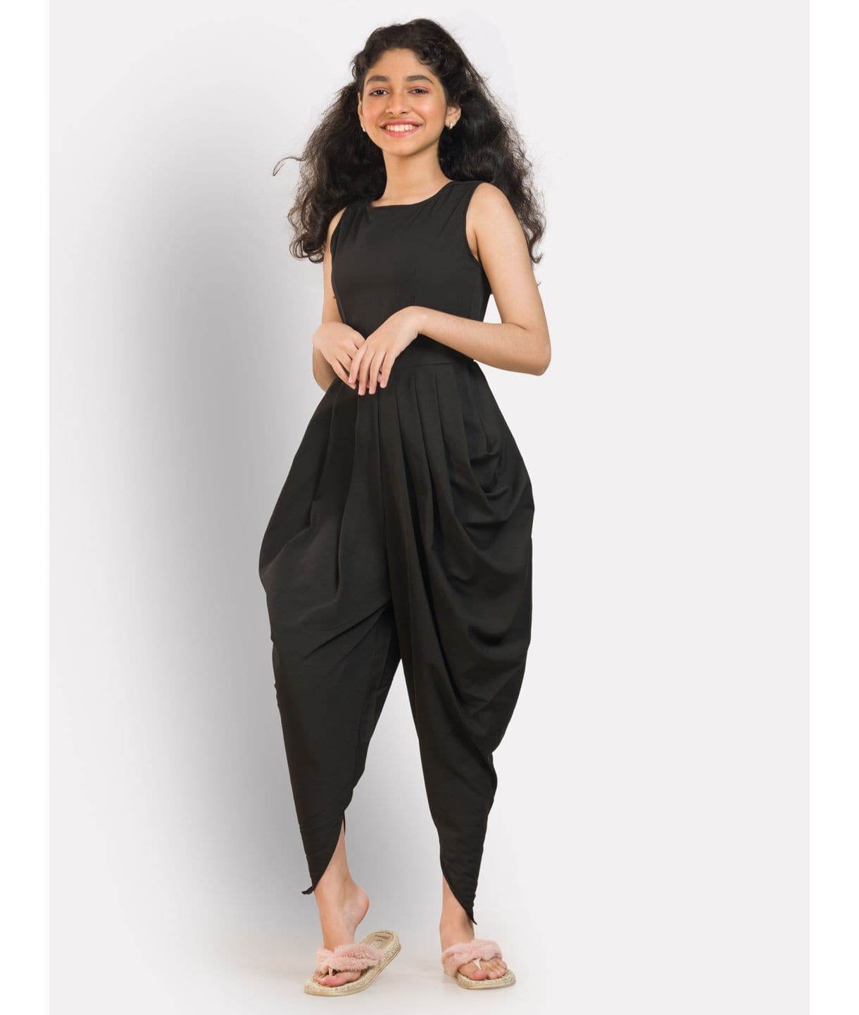 Elasticated Dhoti Jumpsuit for Girls - Uptownie