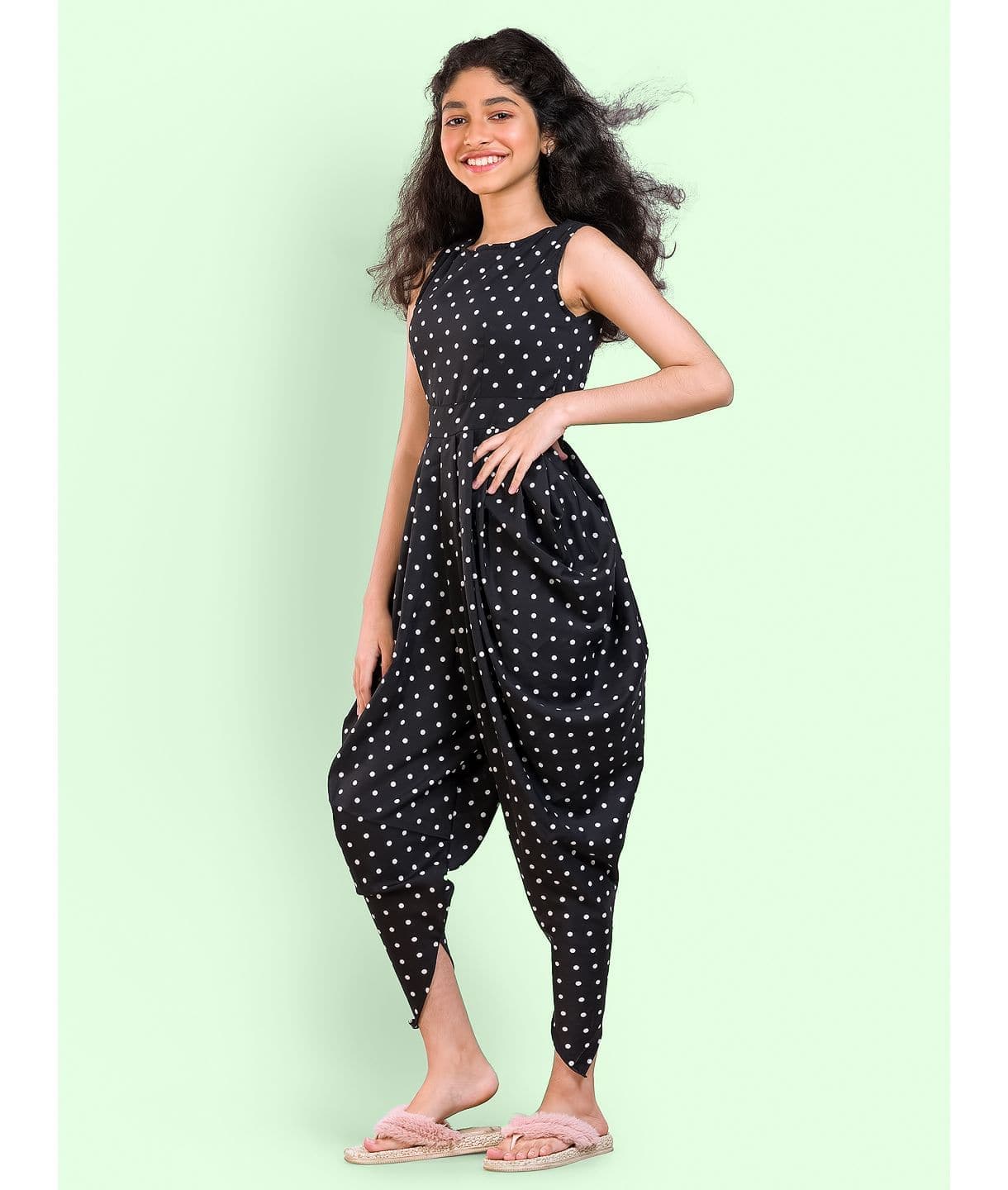 Multi colour elasticated Dhoti Jumpsuit for Girls - Uptownie