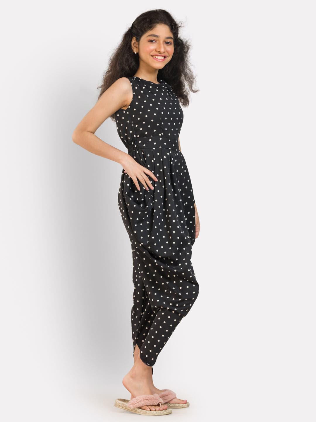 Floral Printed Elasticated Dhoti Jumpsuit for Girls - Uptownie
