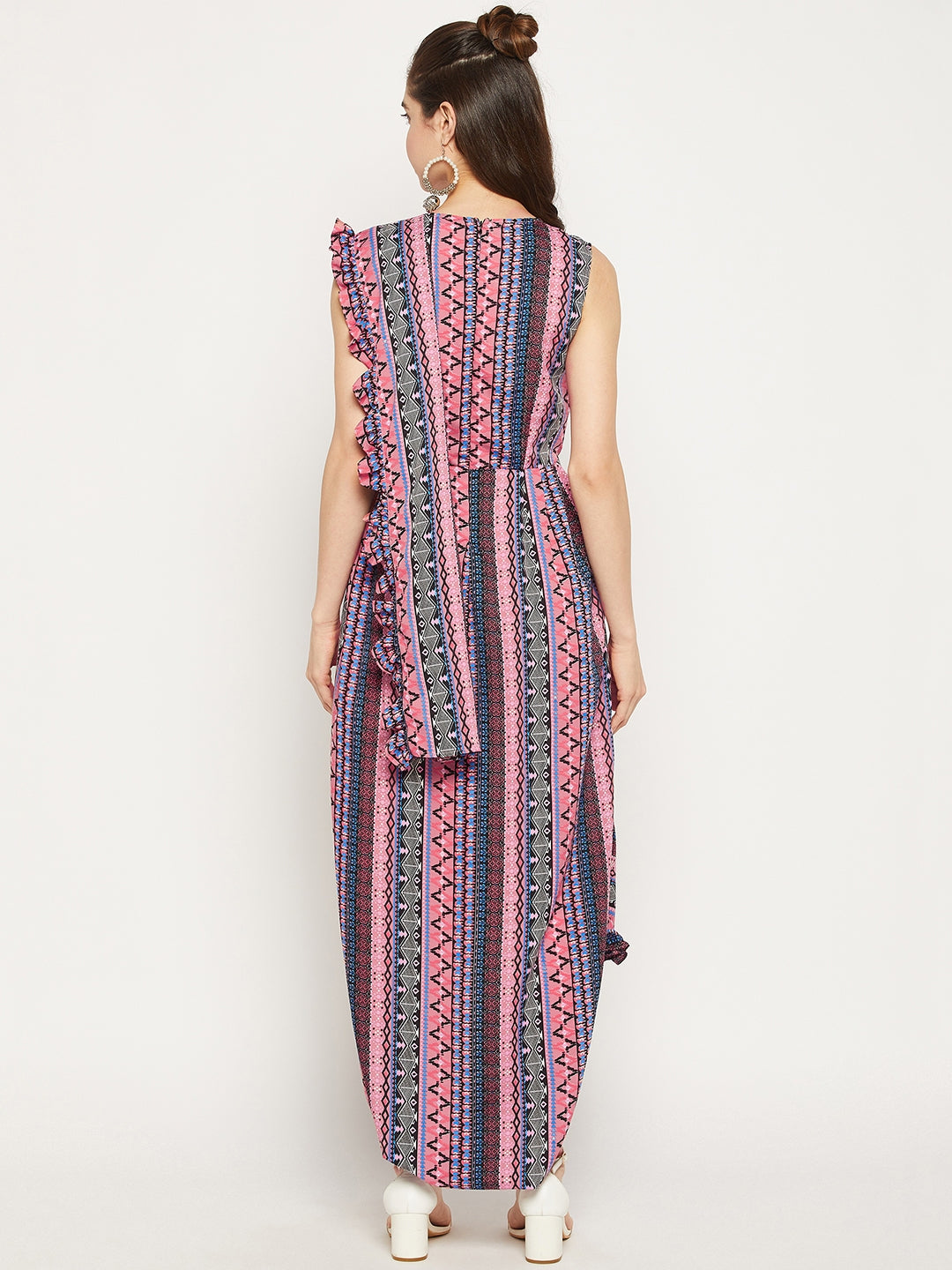 Dhoti Jumpsuit with Attached Dupatta - Uptownie