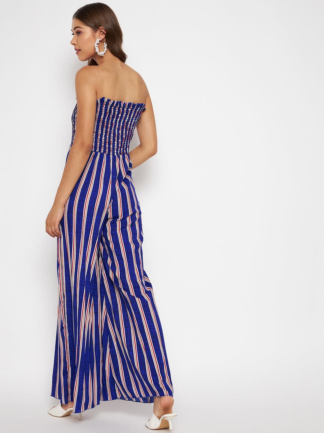 Smocked Strapless Maxi Jumpsuit - Uptownie