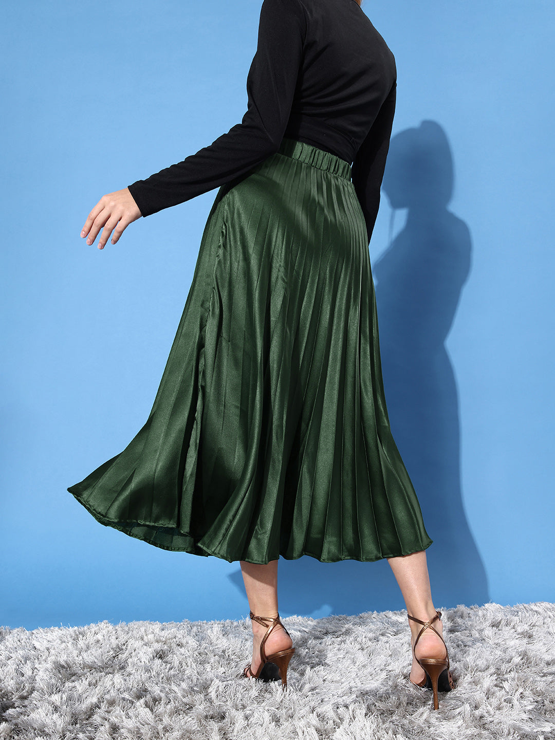 Pleated Midi Skirt - Uptownie