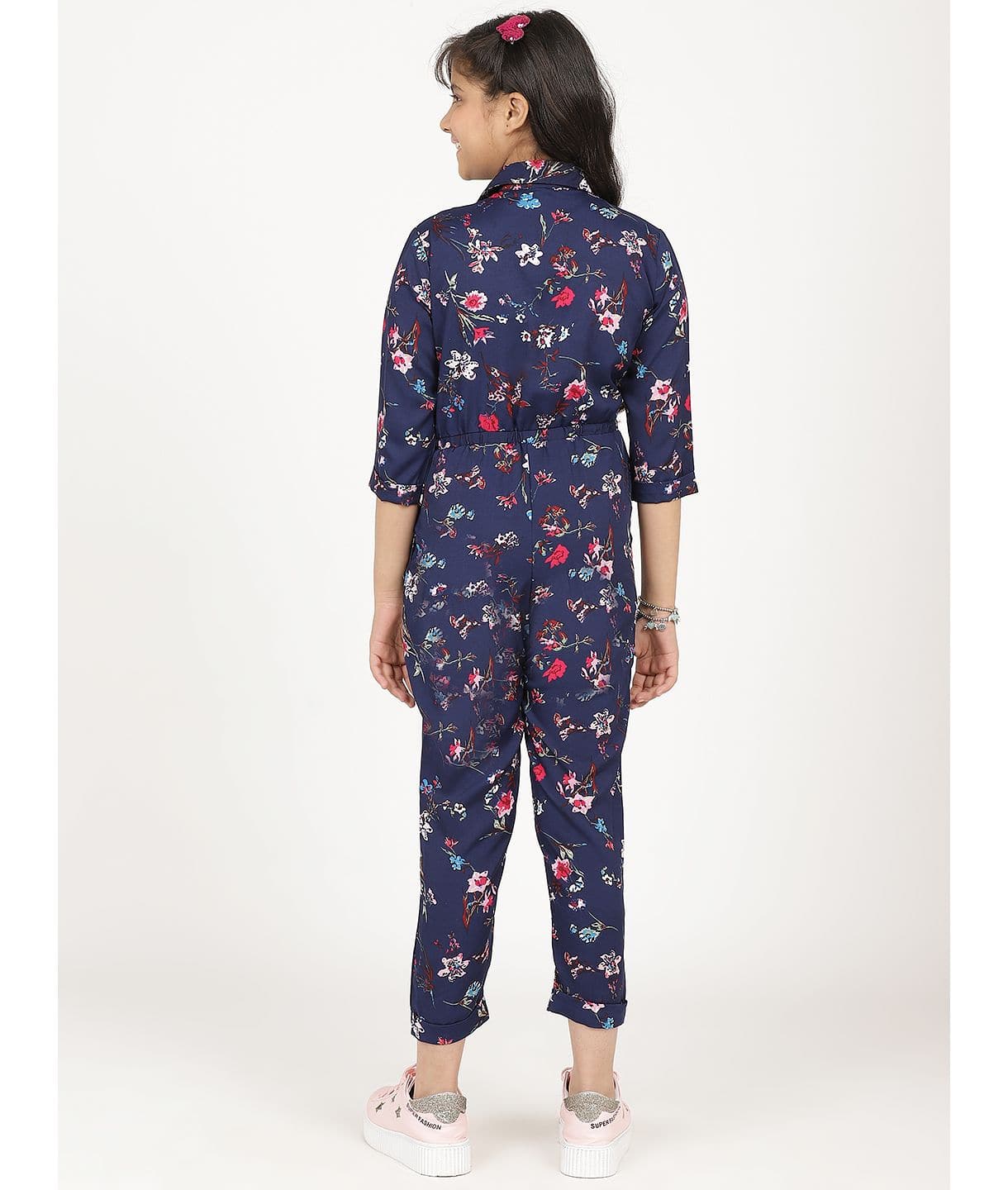 Floral Roll-up Jumpsuit for Girls - Uptownie