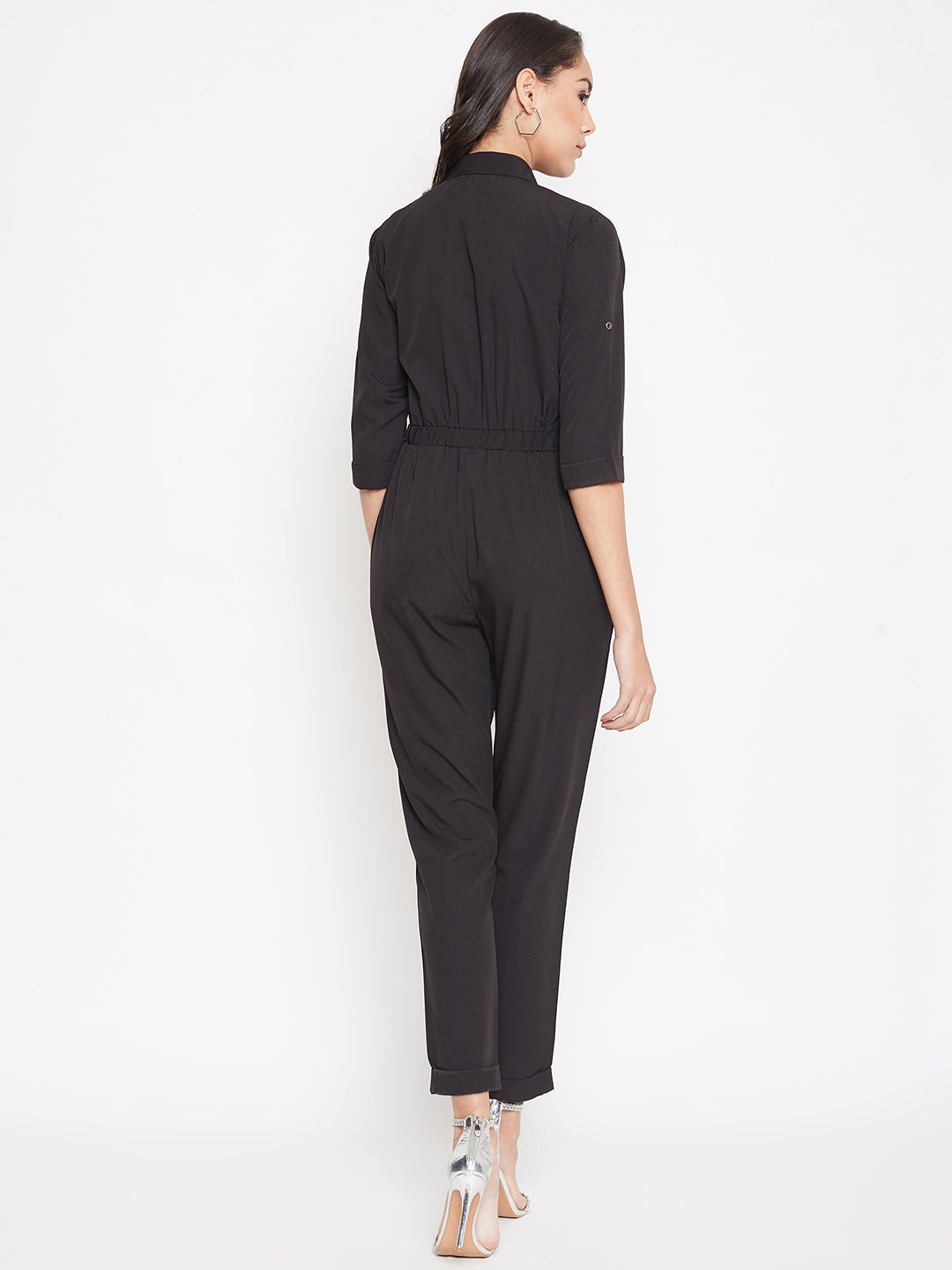 Plus Button Down Roll-up Jumpsuit - Uptownie