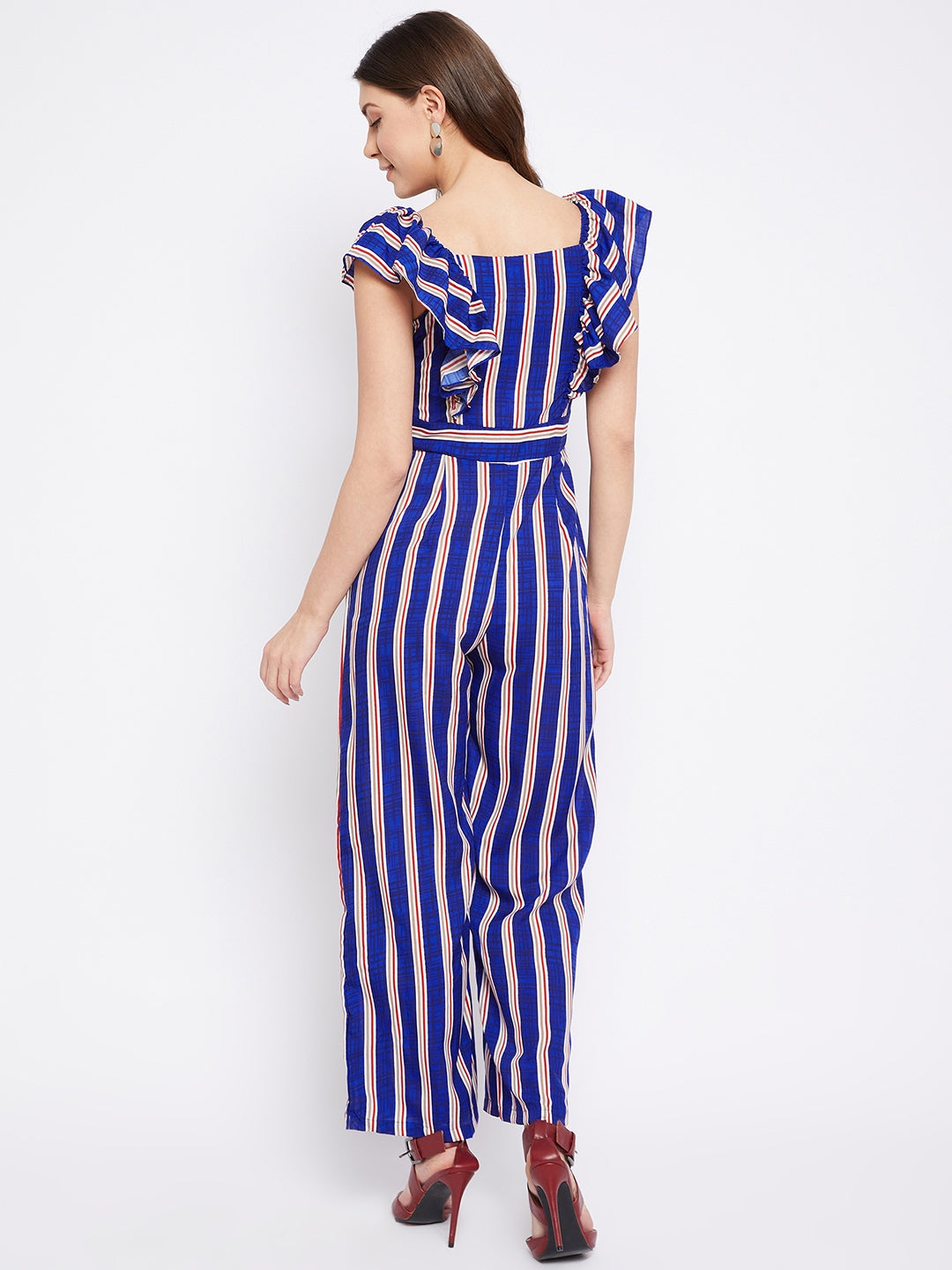 Short Ruffle Sleeved Jumpsuit - Uptownie