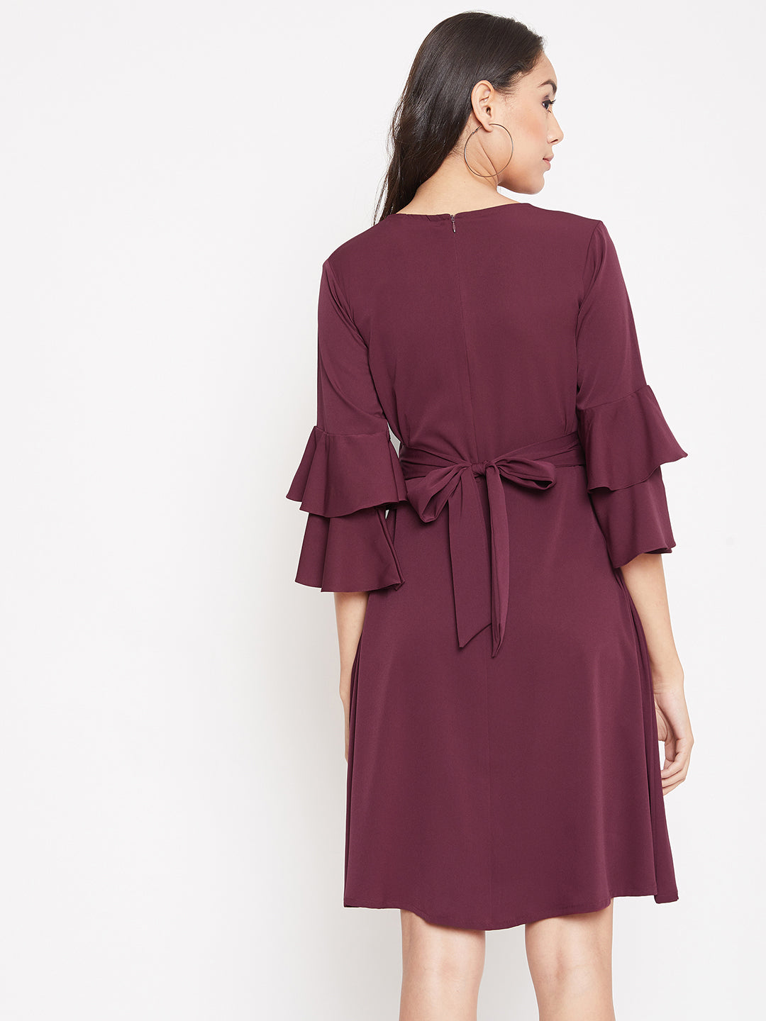 Wrap Bell Sleeves Skater Dress - Uptownie
